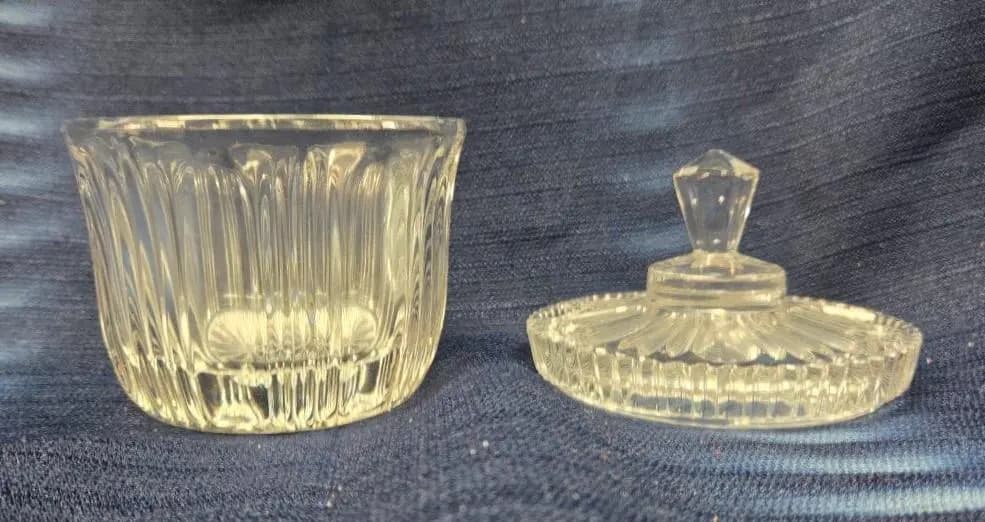 Cut Glass Candy Dishes with Floral Design Lids - Home Decor - Set of 2 - image 3