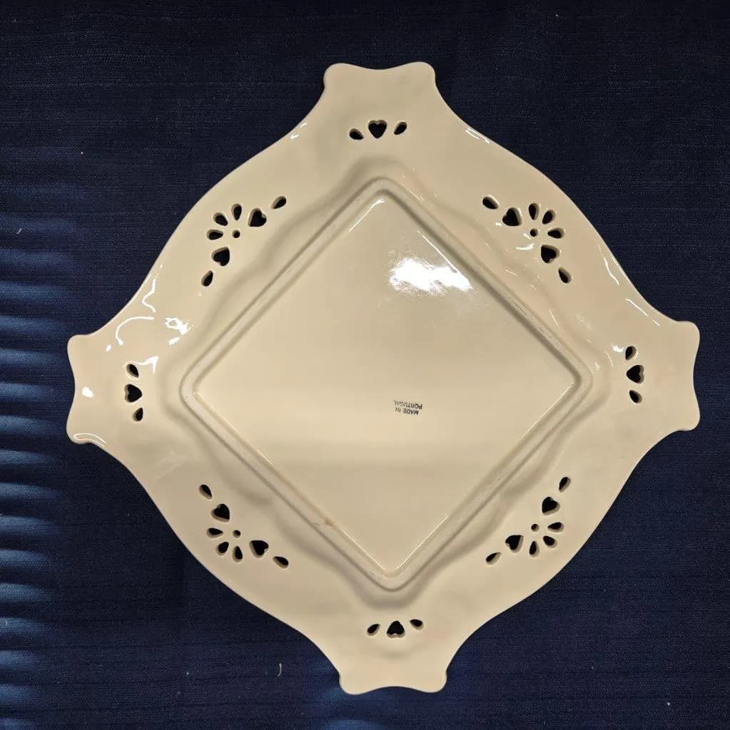 White Square Lace Etched Plate – European Elegant Dish – Ornate Plate with Detailed Design - image 5
