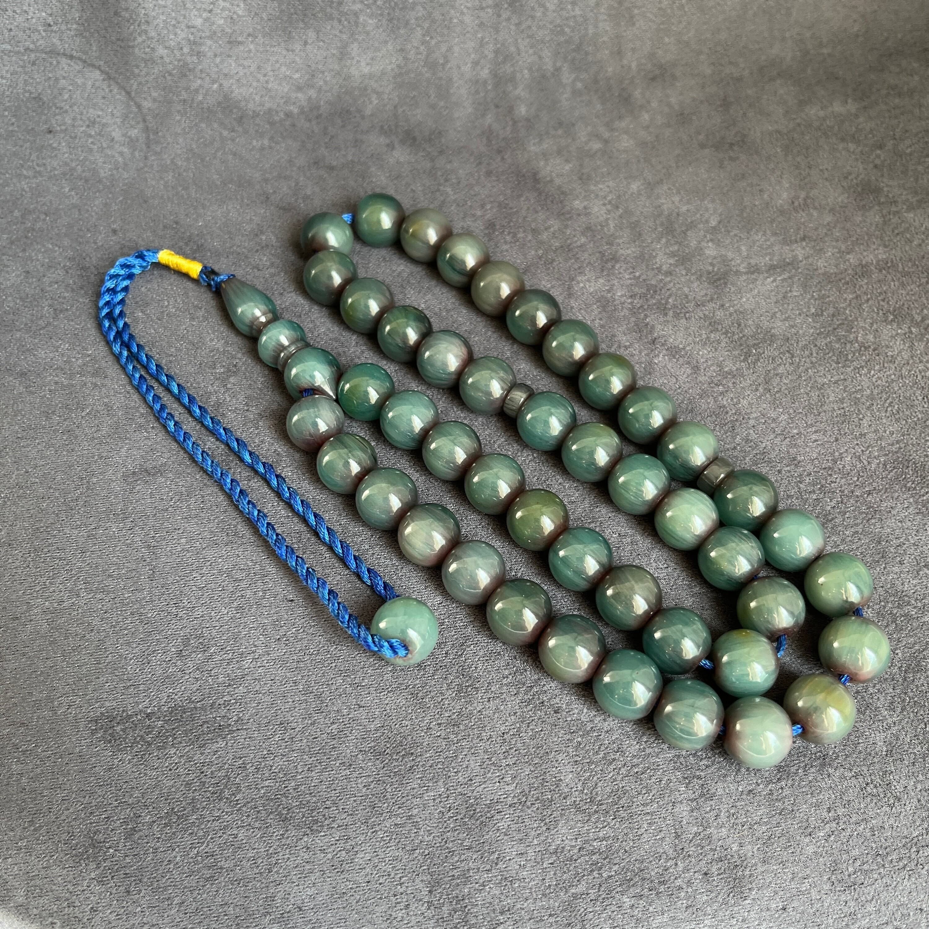 Blue Bakelite Worry Beads, Ottoman Tasbih, Muslim Rosary