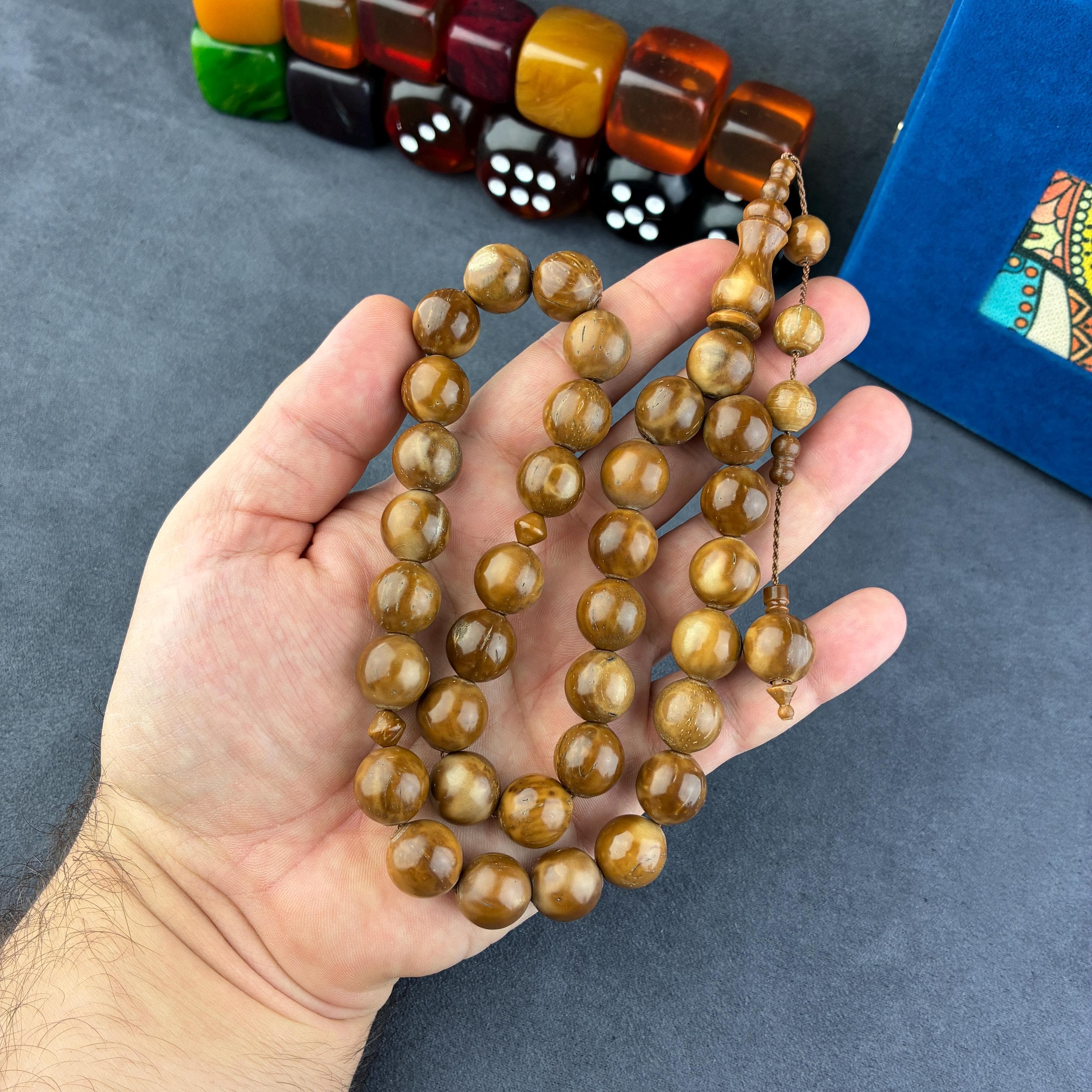 Kuka Wood Prayer Beads – 33 Bead Islamic Misbaha Rosary, Handmade Islamic Gift - image 4