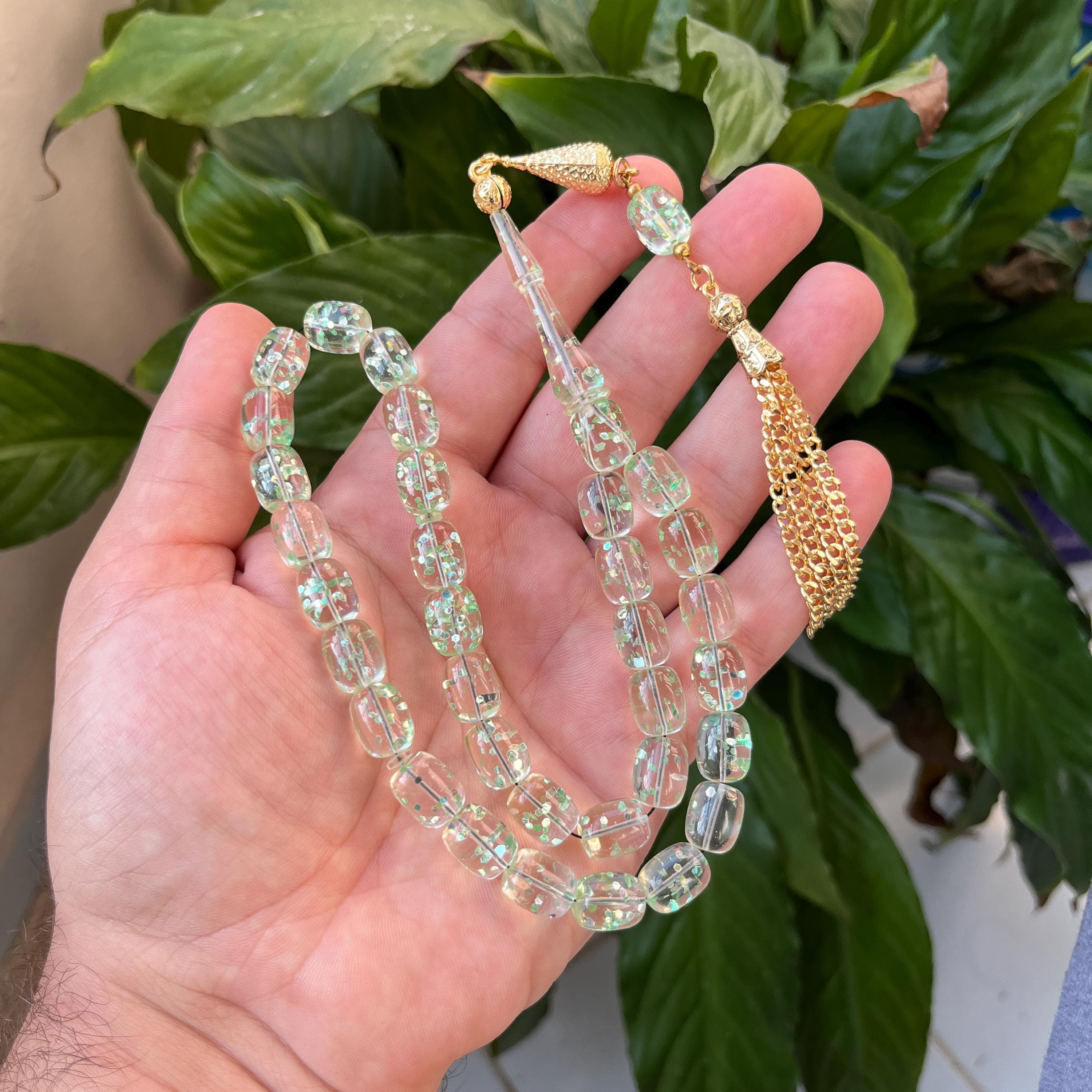 Glittery Plexiglass Prayer Beads with Gilt Tassel, Muslim Gift Tasbih - image 4