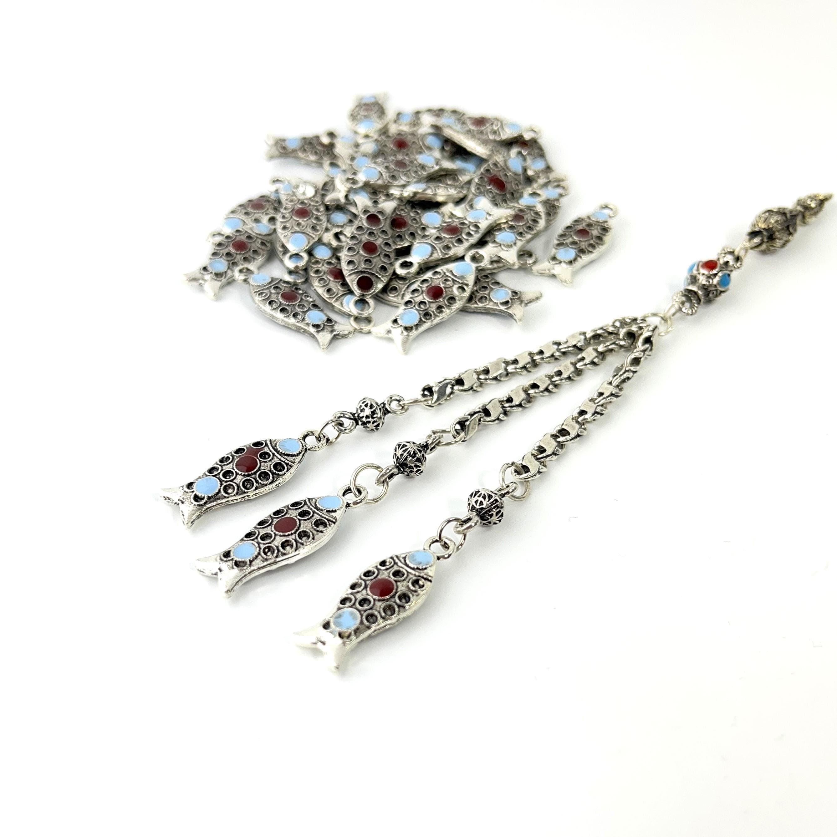 Fish Rosary Tassel Charms: Metal Prayer Beads Accessory (25x9mm) - image 4