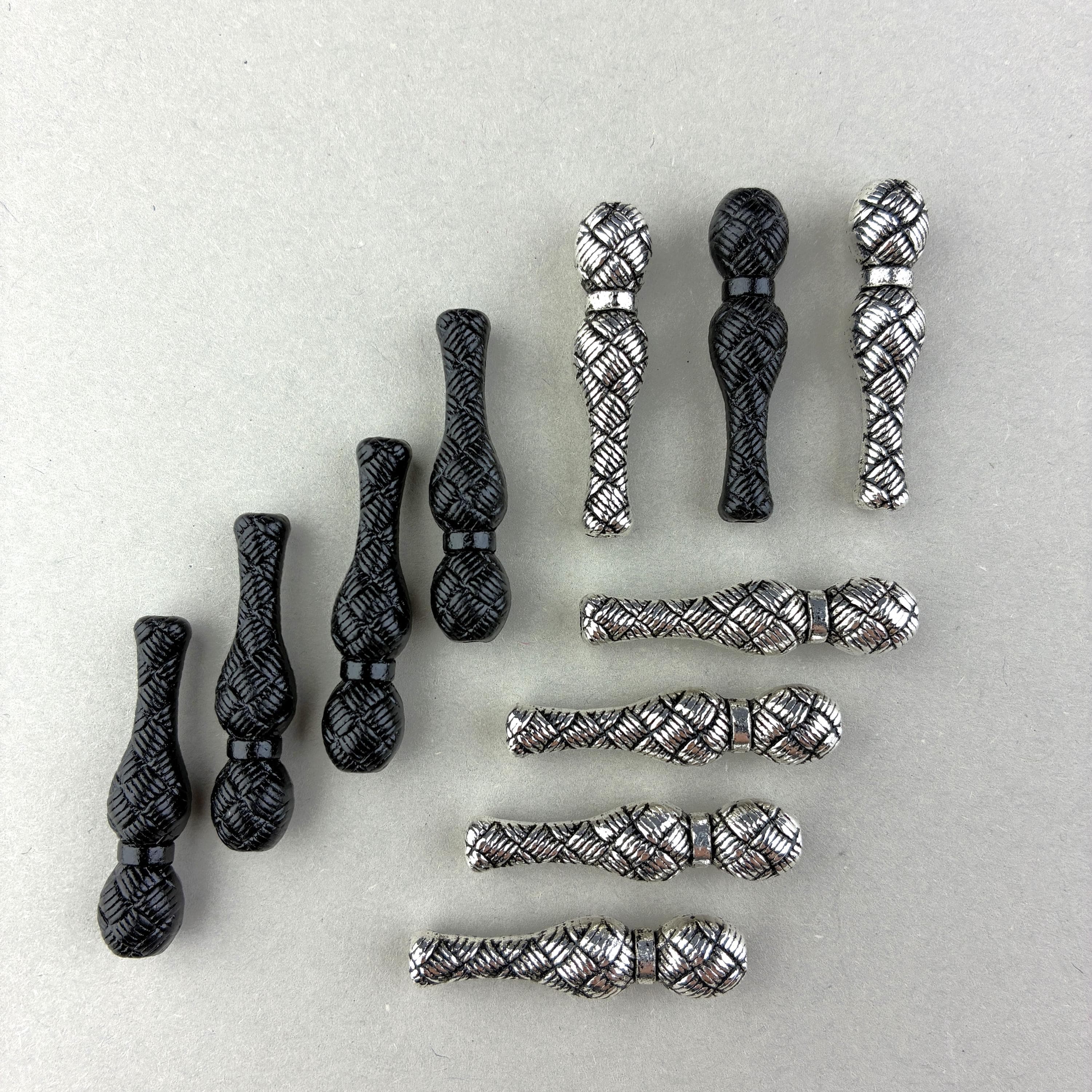 Black and Silver Enamel Tassel Imam, DIY Rosary Finial (6-10mm Beads)