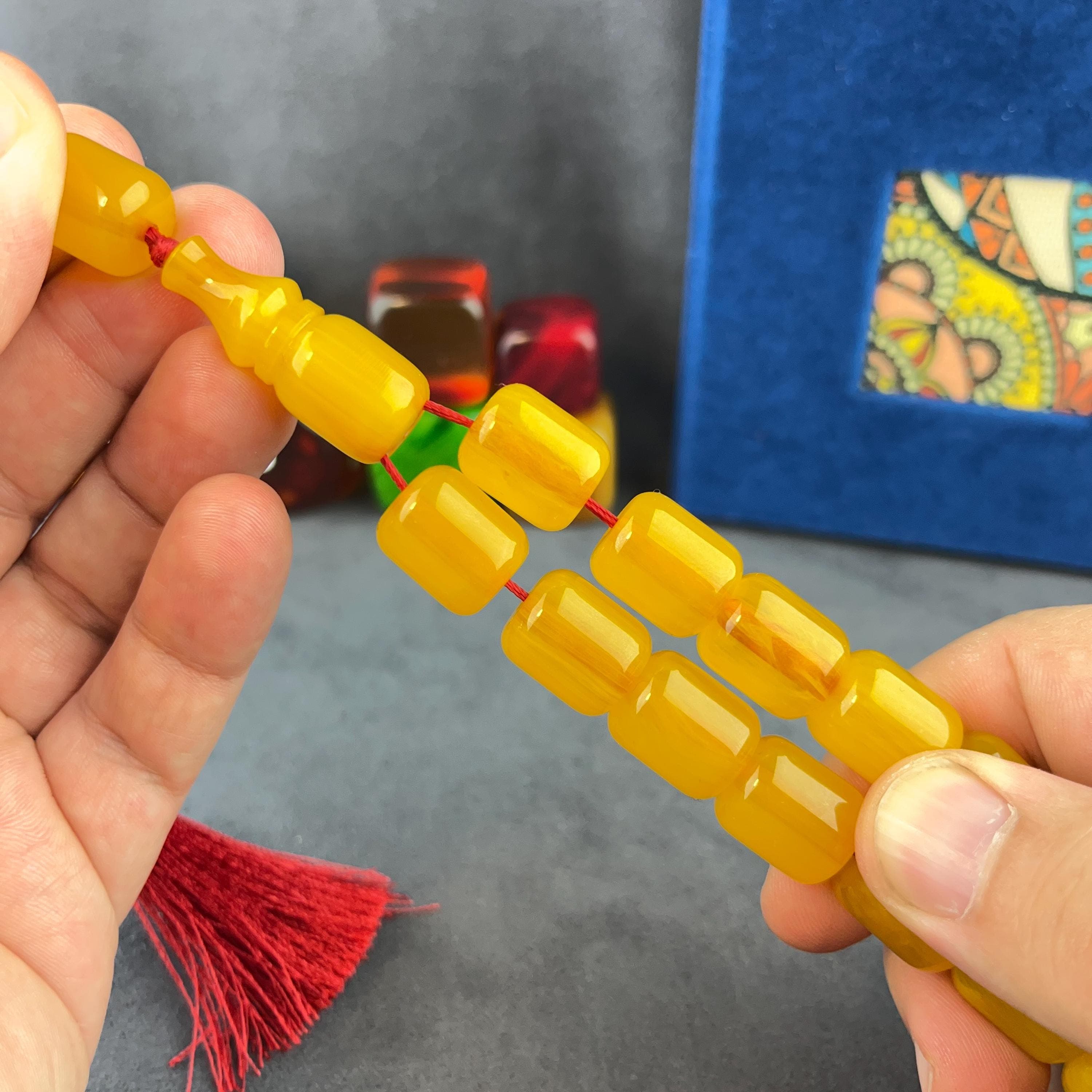Faturan Style Yellow Tasbih: Aged Ottoman Prayer Beads - image 5