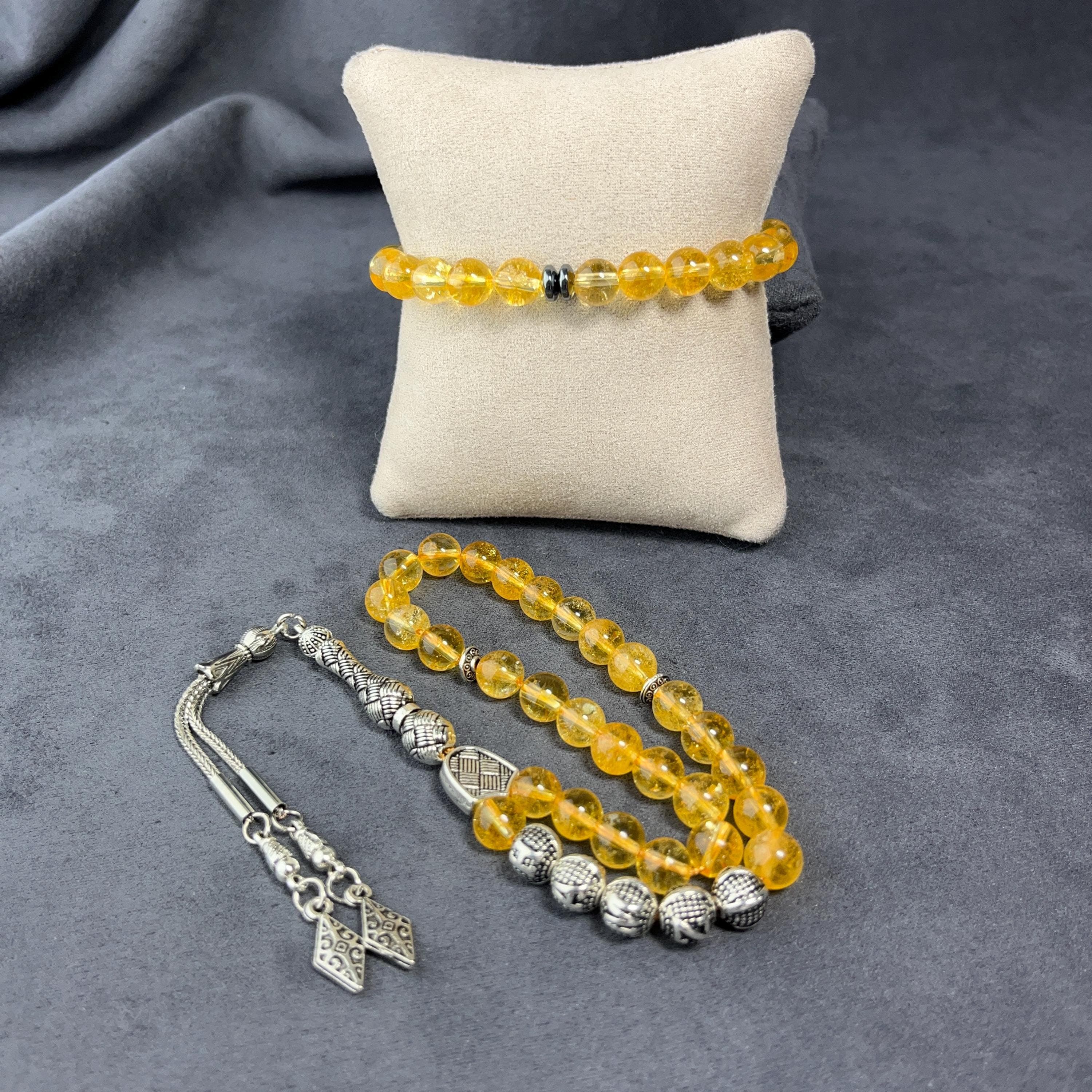 Personalized Citrine Prayer Bead Bracelet Set: Islamic Gift - image 5