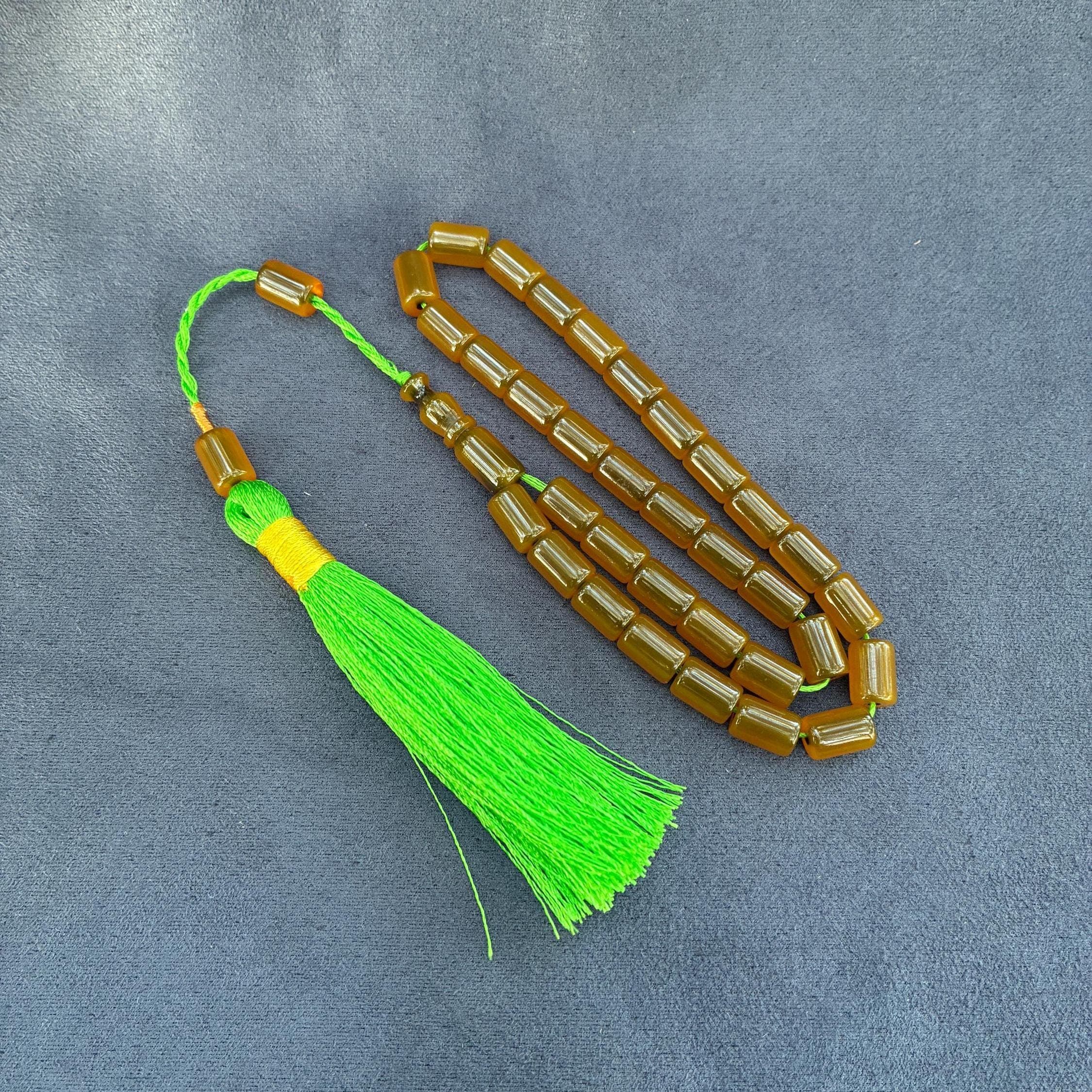 Amber Misbaha, Bakelite-Style Tasbih, Neon Tassel Komboloi - image 3