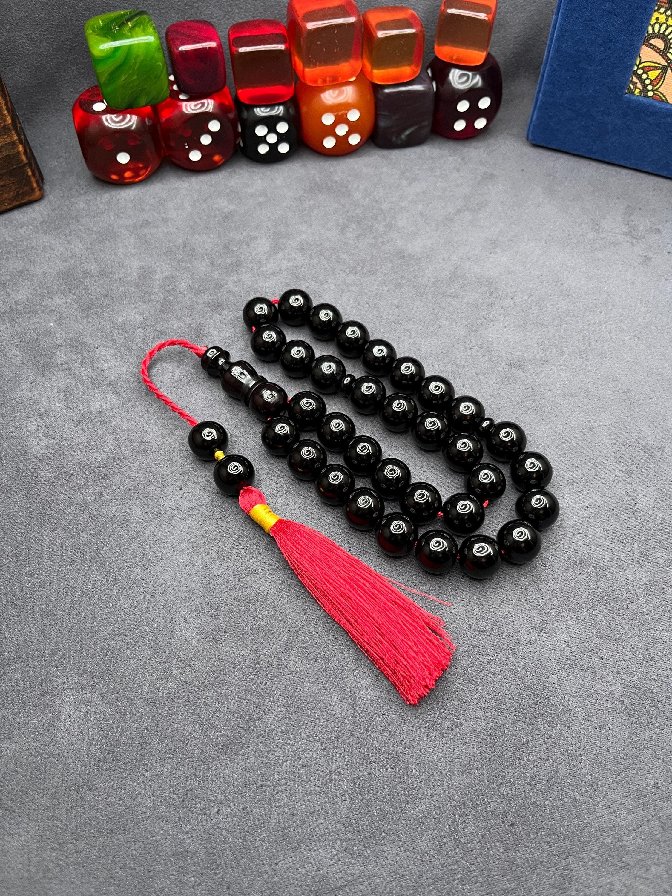 Black Faturan Prayer Beads 33, Ottoman Tasbih Misbaha, Muslim Rosary, Islamic Gift, Collectible Worry Beads