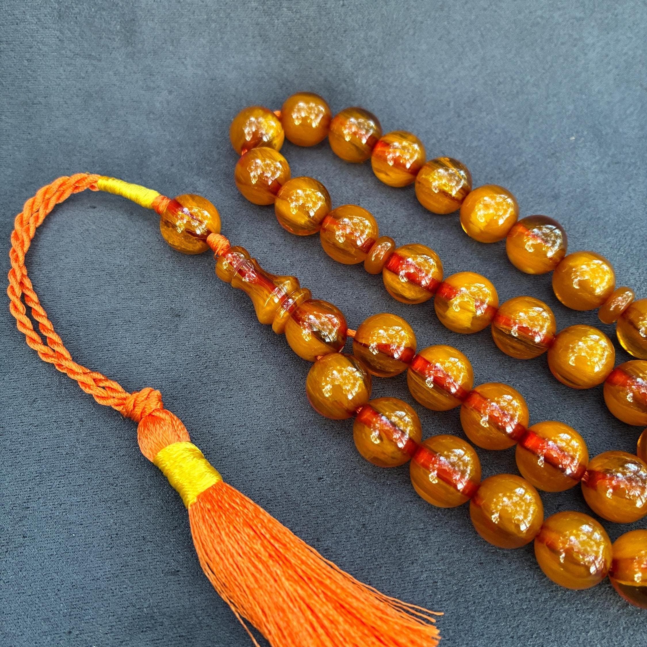 Ottoman Faturan Prayer Beads, 33-Bead Bakelite Misbaha, Luxury Worry Tasbih, Ramadan Gift, مسبحة, - image 5