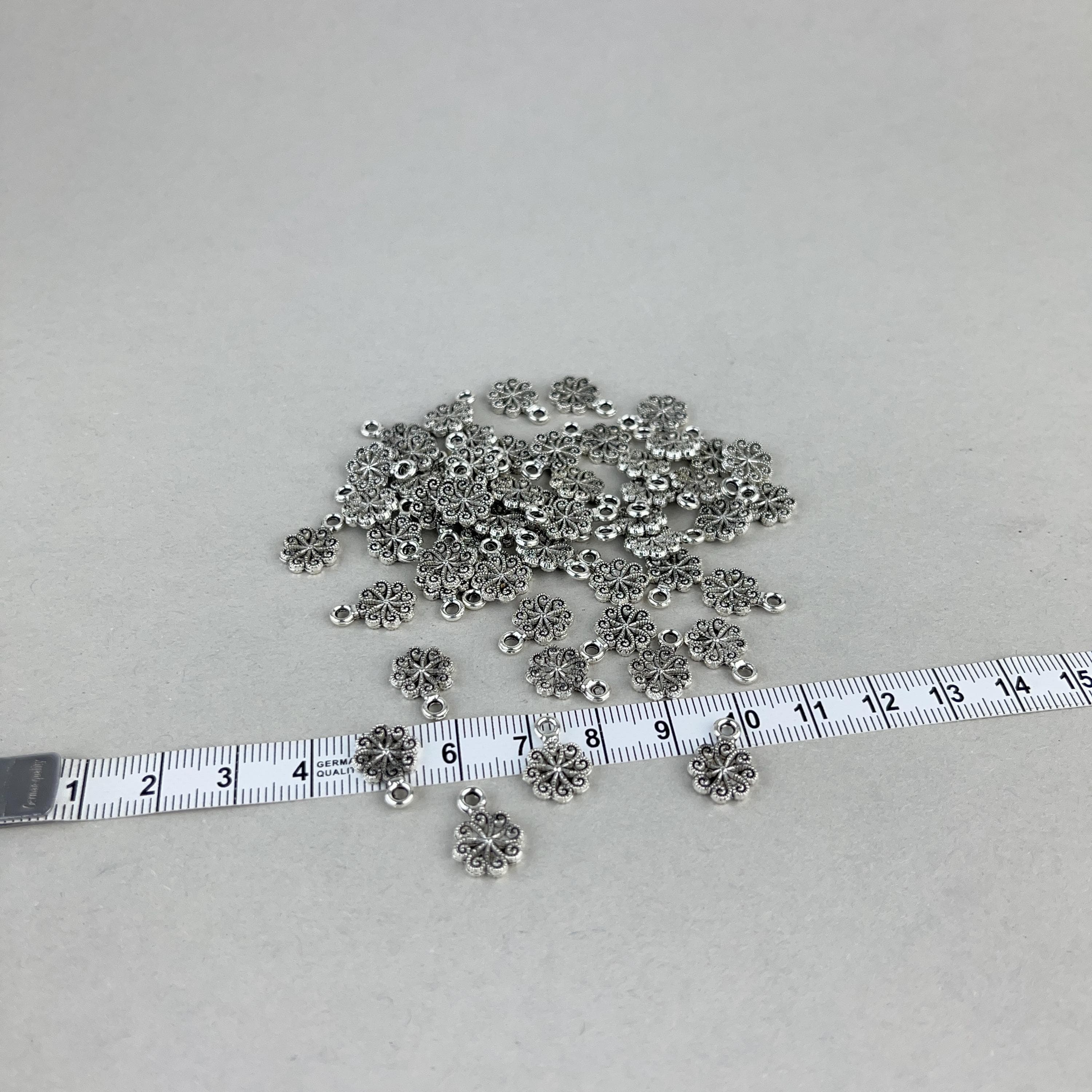Flower Rosary Tassel Tip: Metal Prayer Bead Accessory