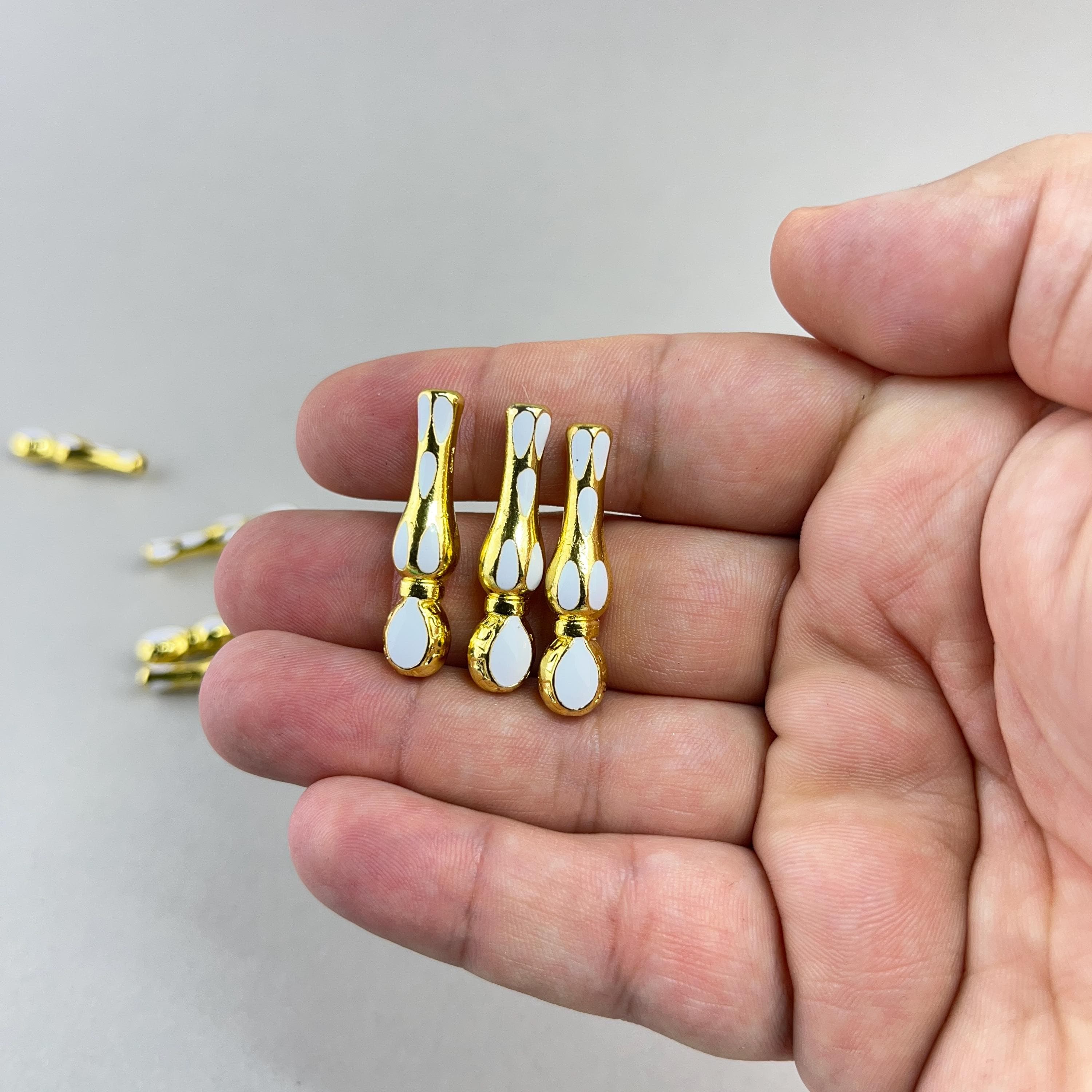 Gold Plated Enamel Rosary Tassel Head, DIY Misbaha Accessory - image 5