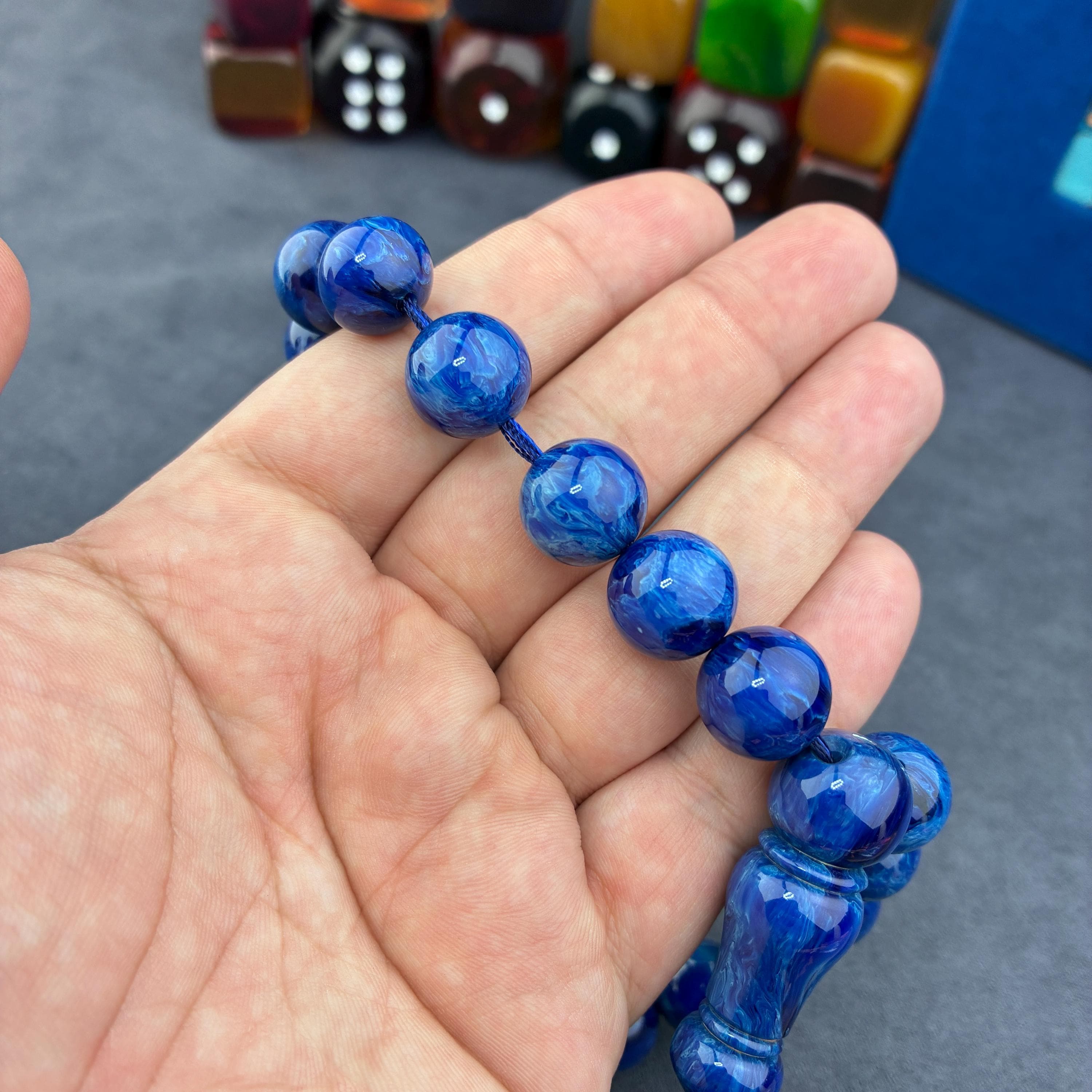 Blue Cataline Ottoman Misbaha, Islamic Prayer Beads, Muslim Rosary - image 4