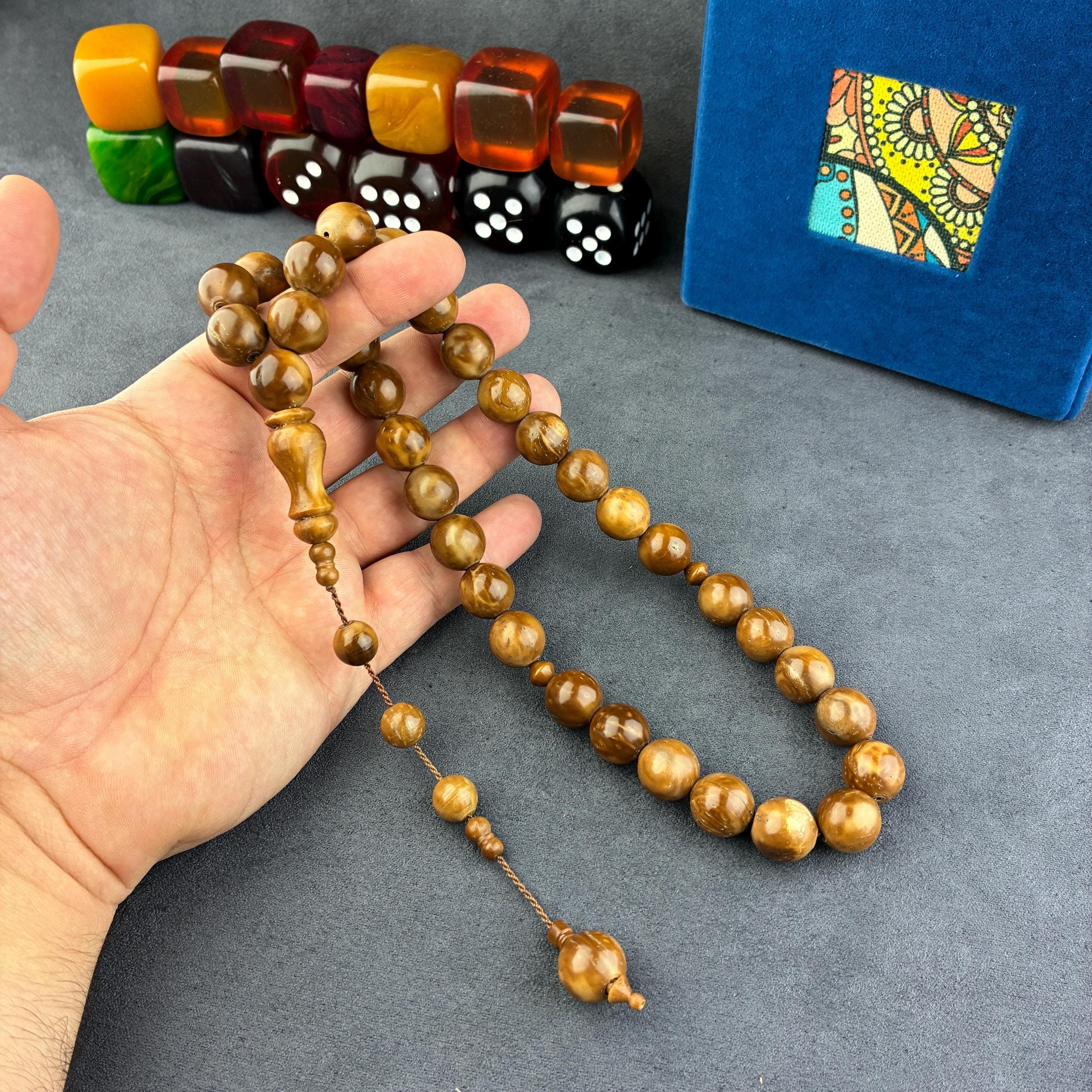 Kuka Wood Prayer Beads – 33 Bead Islamic Misbaha Rosary, Handmade Islamic Gift - image 3