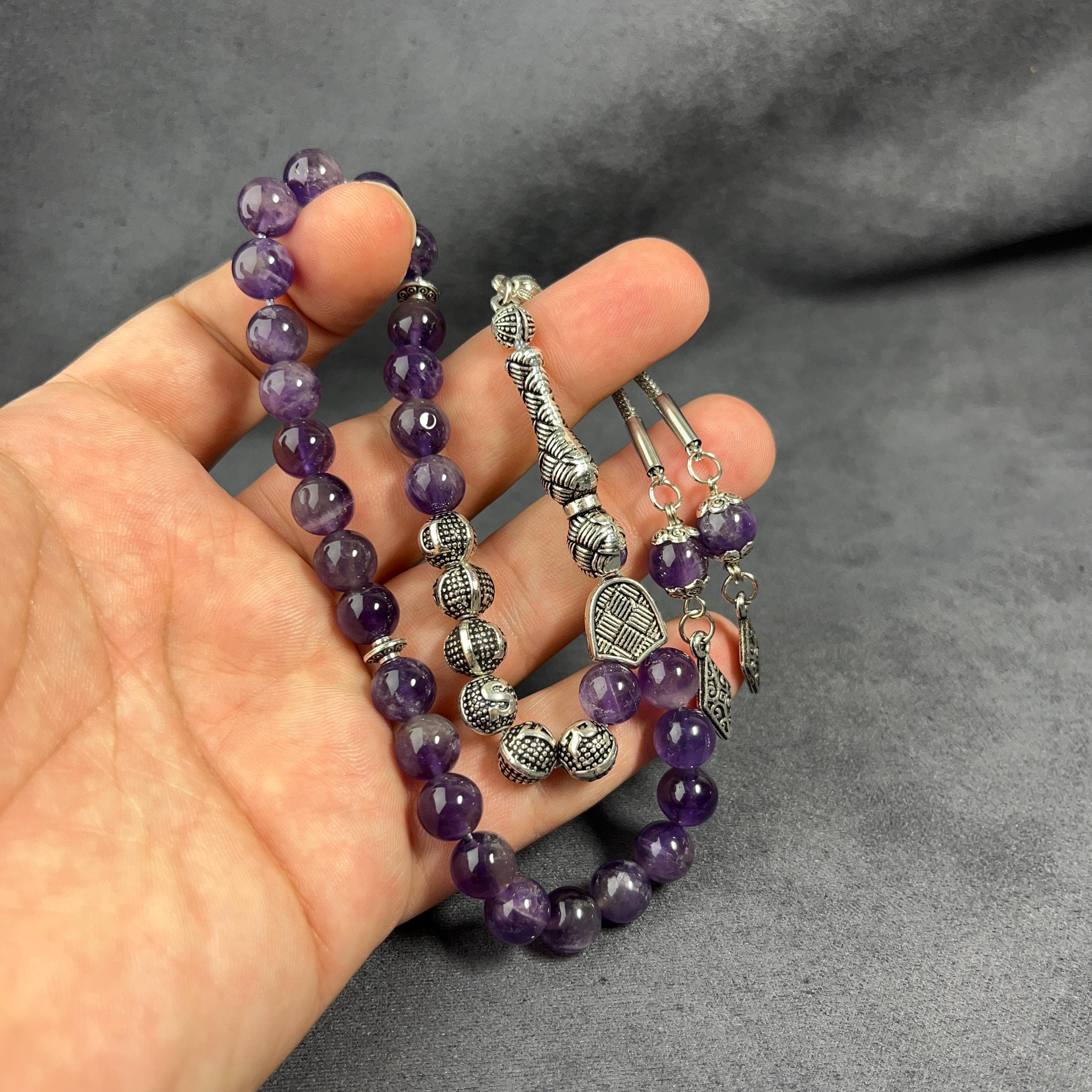 Personalized Purple Stone Prayer Beads