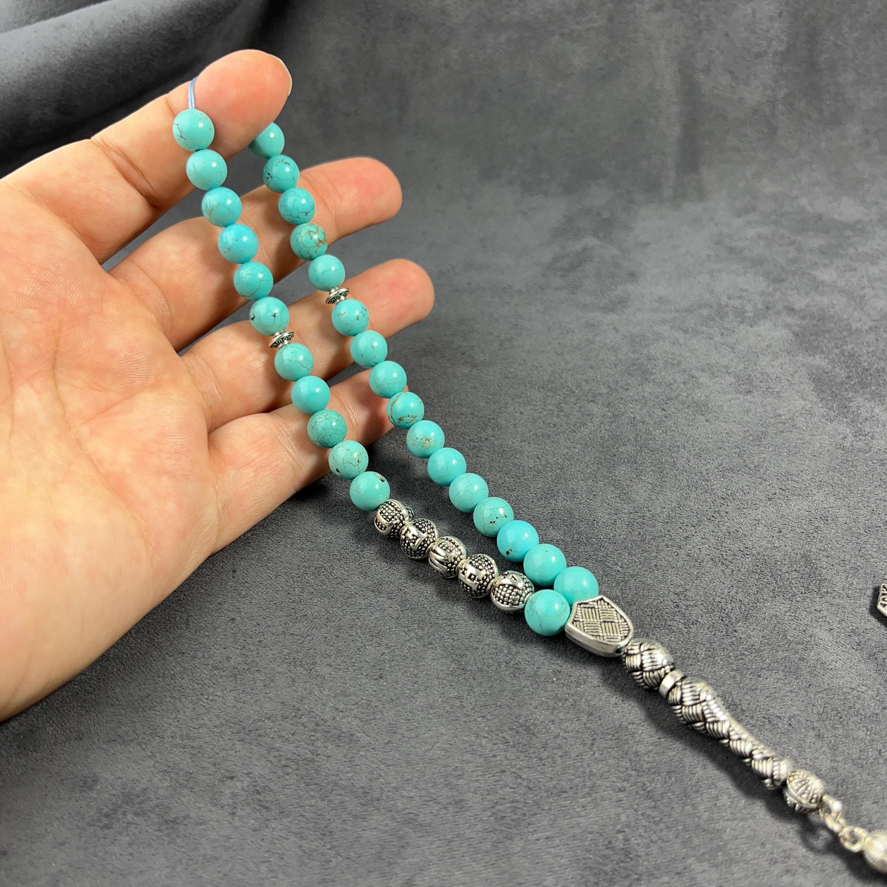 Personalized Turquoise Prayer Beads & Bracelet: Islamic Tasbih, Eid Gift - image 5