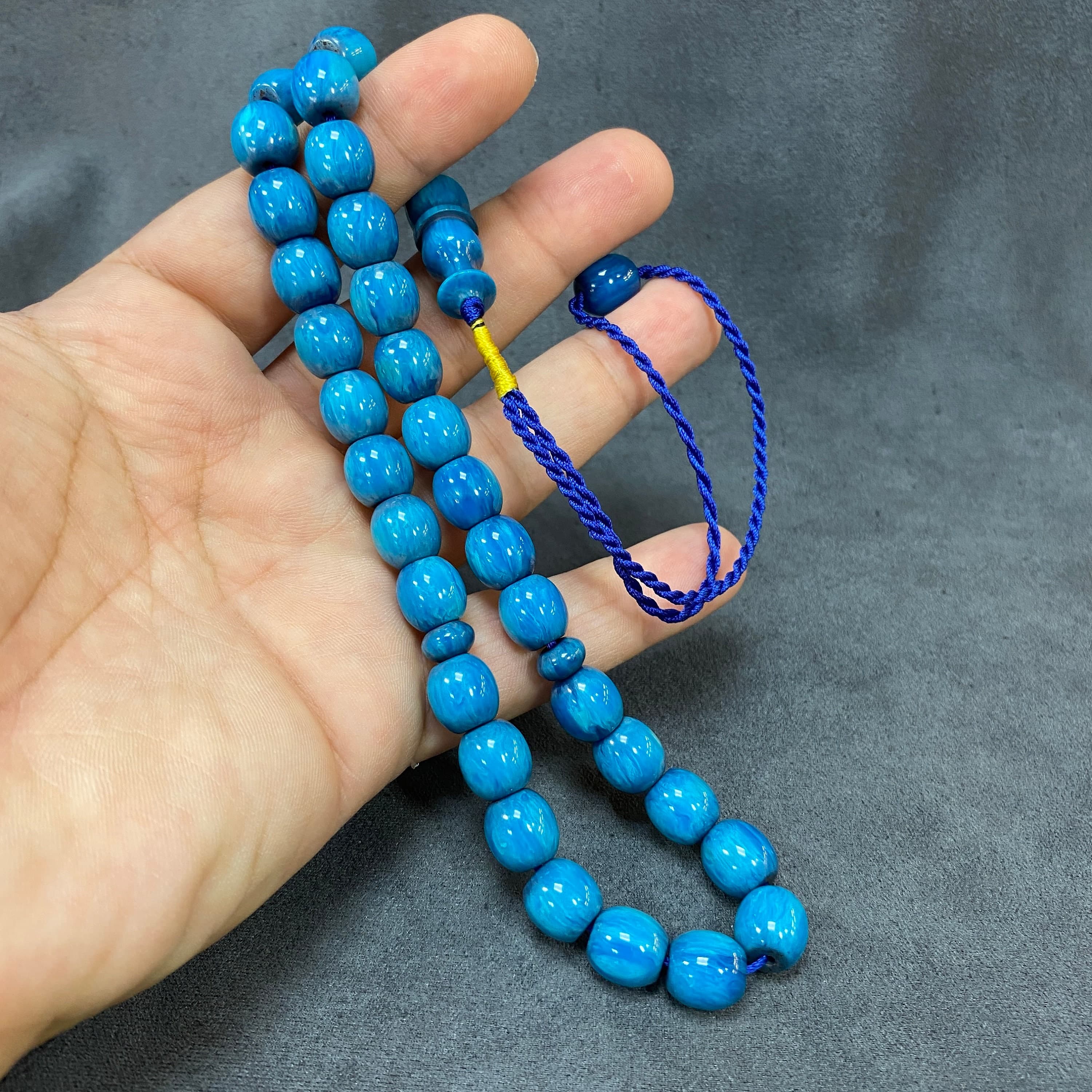 Bakelite Blue Misbaha, Ottoman Style Muslim Worry Beads, Islamic Tasbih - image 5
