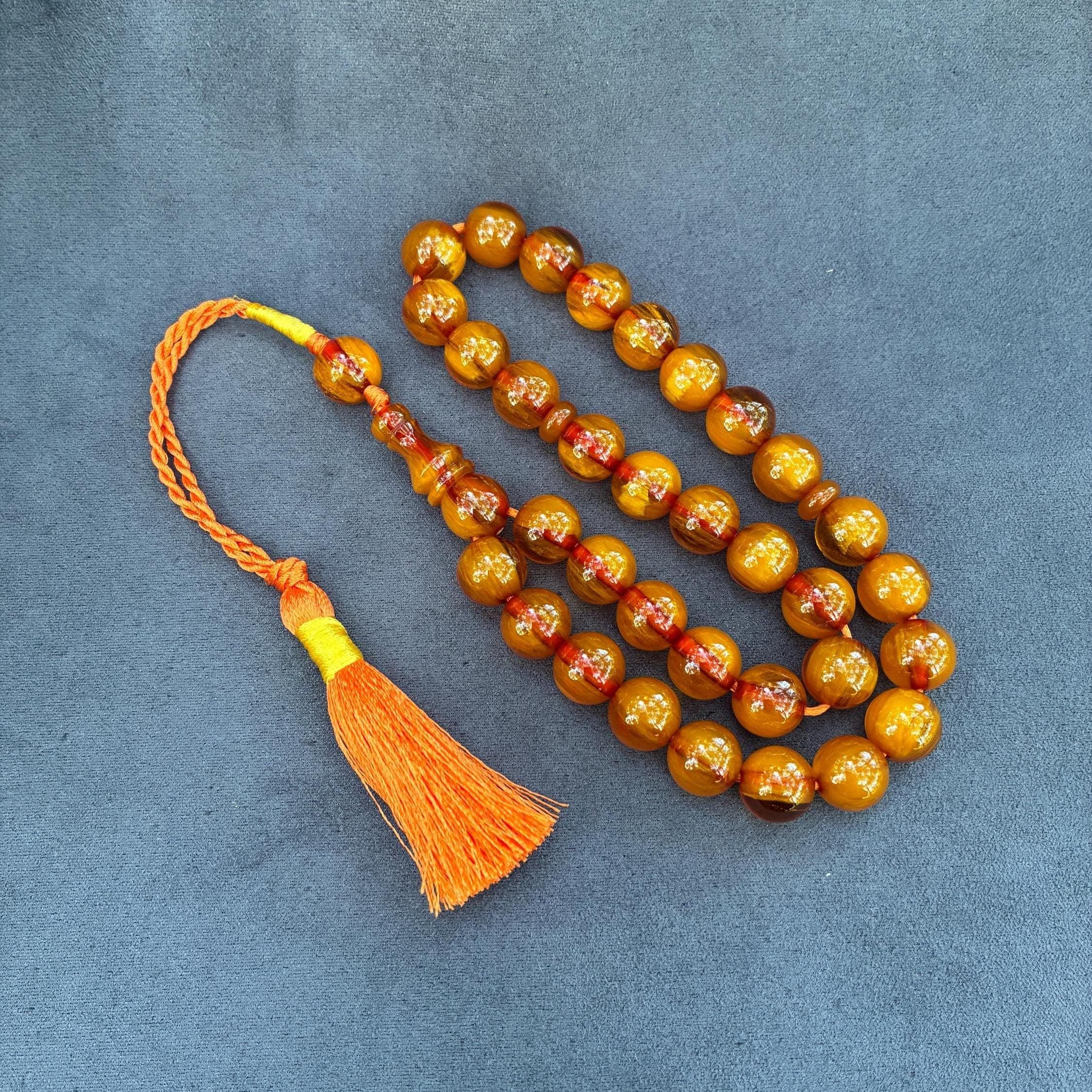 Ottoman Faturan Prayer Beads, 33-Bead Bakelite Misbaha, Luxury Worry Tasbih, Ramadan Gift, مسبحة,