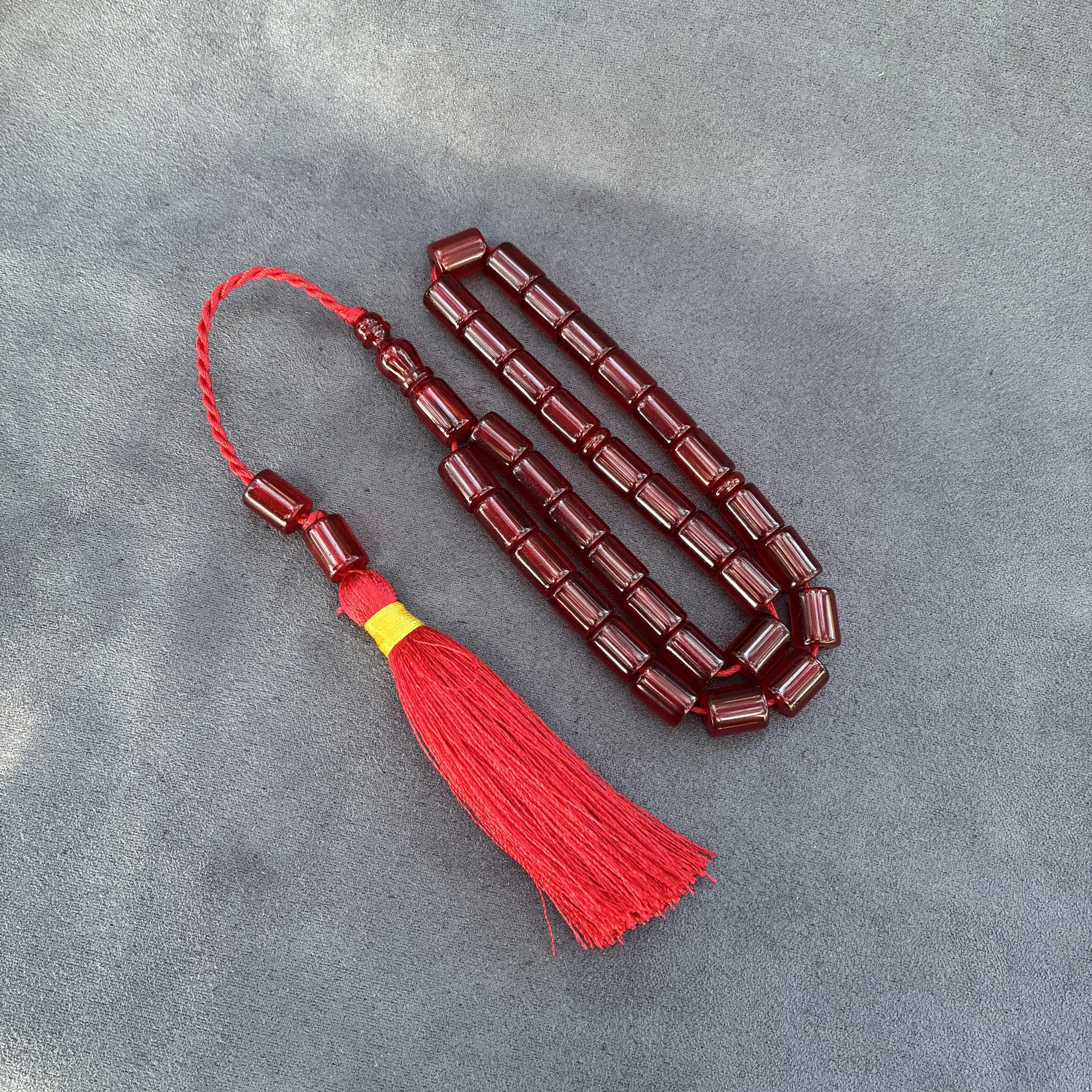 Red New Bakelite Prayer Beads, 33 Ottoman Tassel Tasbih, Muslim Misbaha, Islamic Gift