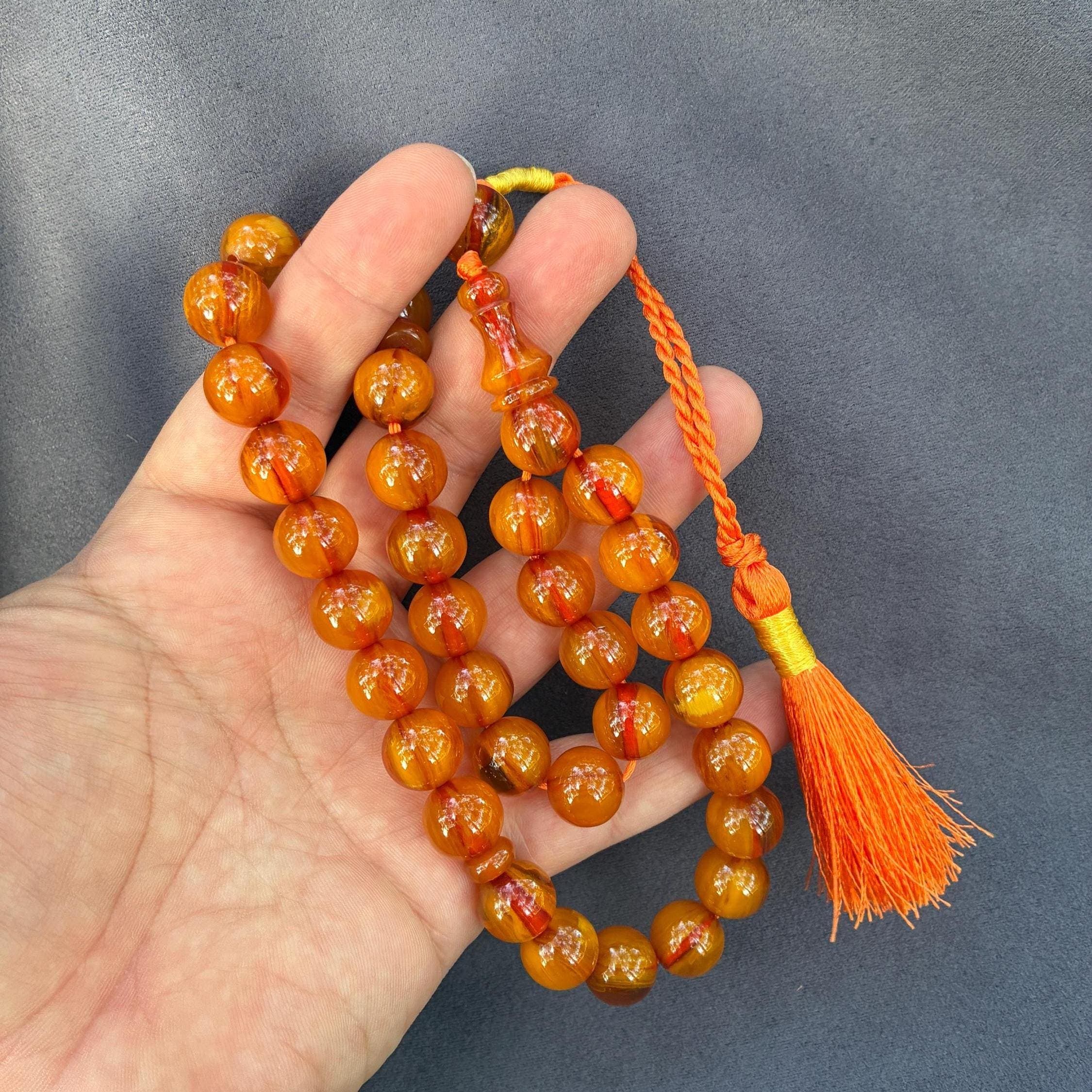Ottoman Faturan Prayer Beads, 33-Bead Bakelite Misbaha, Luxury Worry Tasbih, Ramadan Gift, مسبحة, - image 3