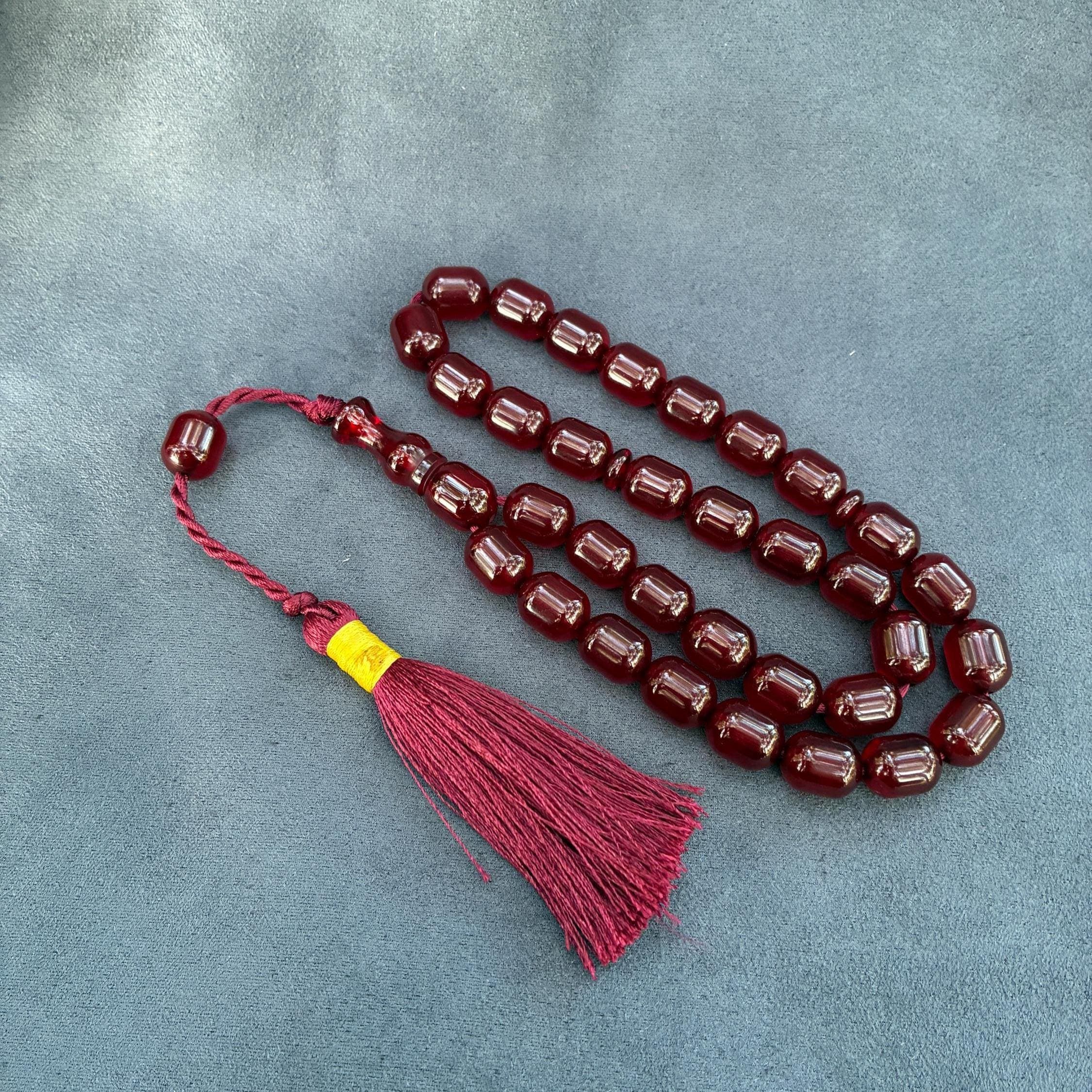 Cherry Bakelite Misbaha, Ottoman Tasbih, Muslim Prayer Beads - image 3