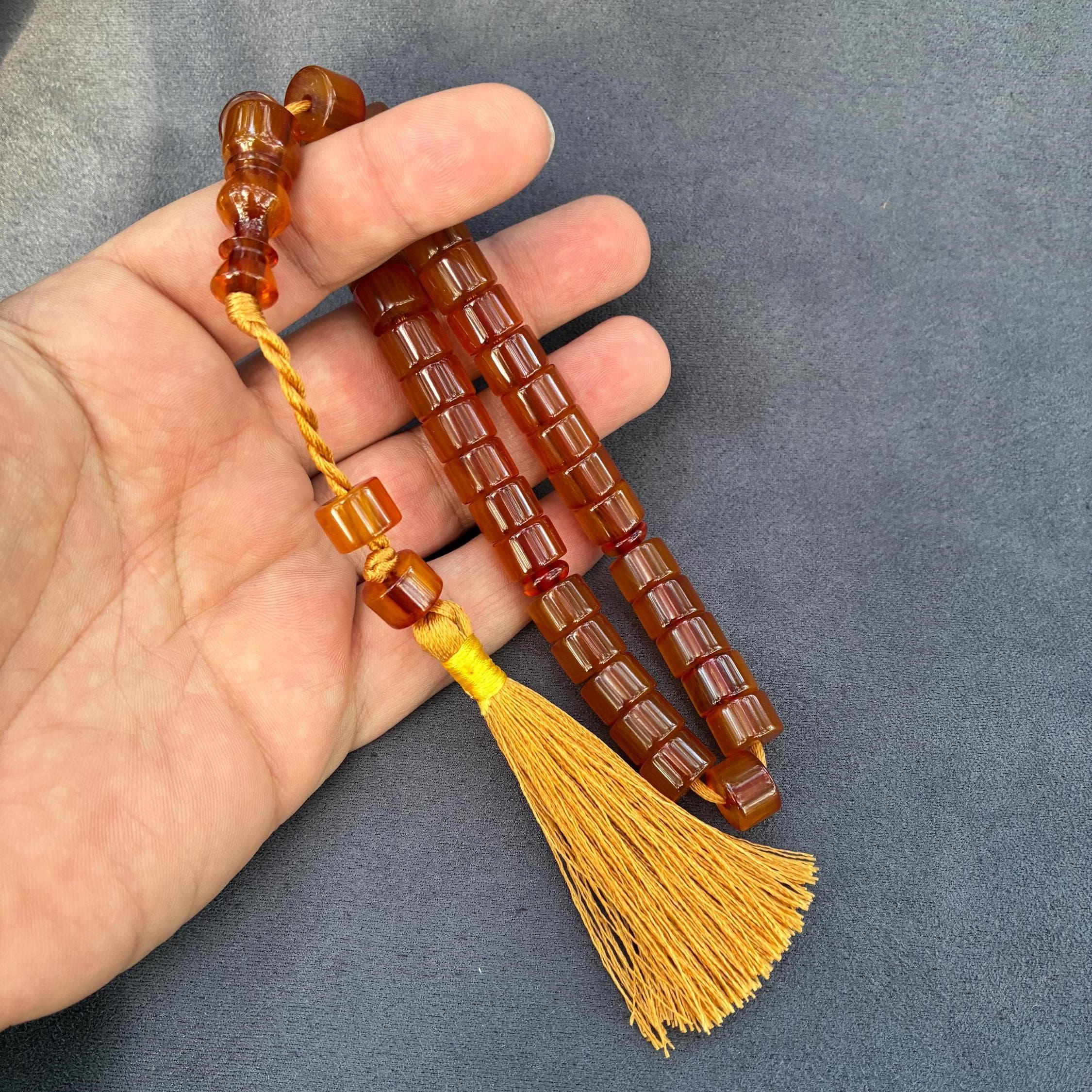 Amber Color Bakelite Prayer Beads: Faturan Style Worry Beads, Eid Gift - image 4