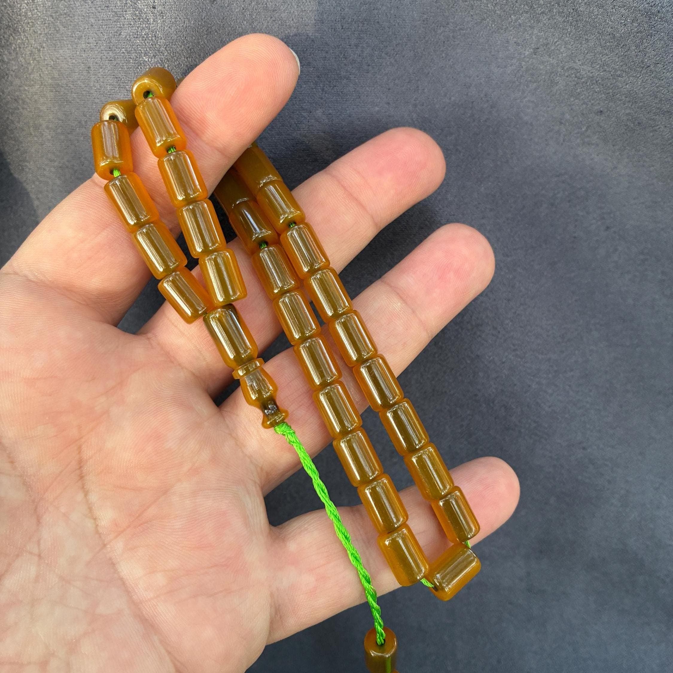 Amber Misbaha, Bakelite-Style Tasbih, Neon Tassel Komboloi - image 4