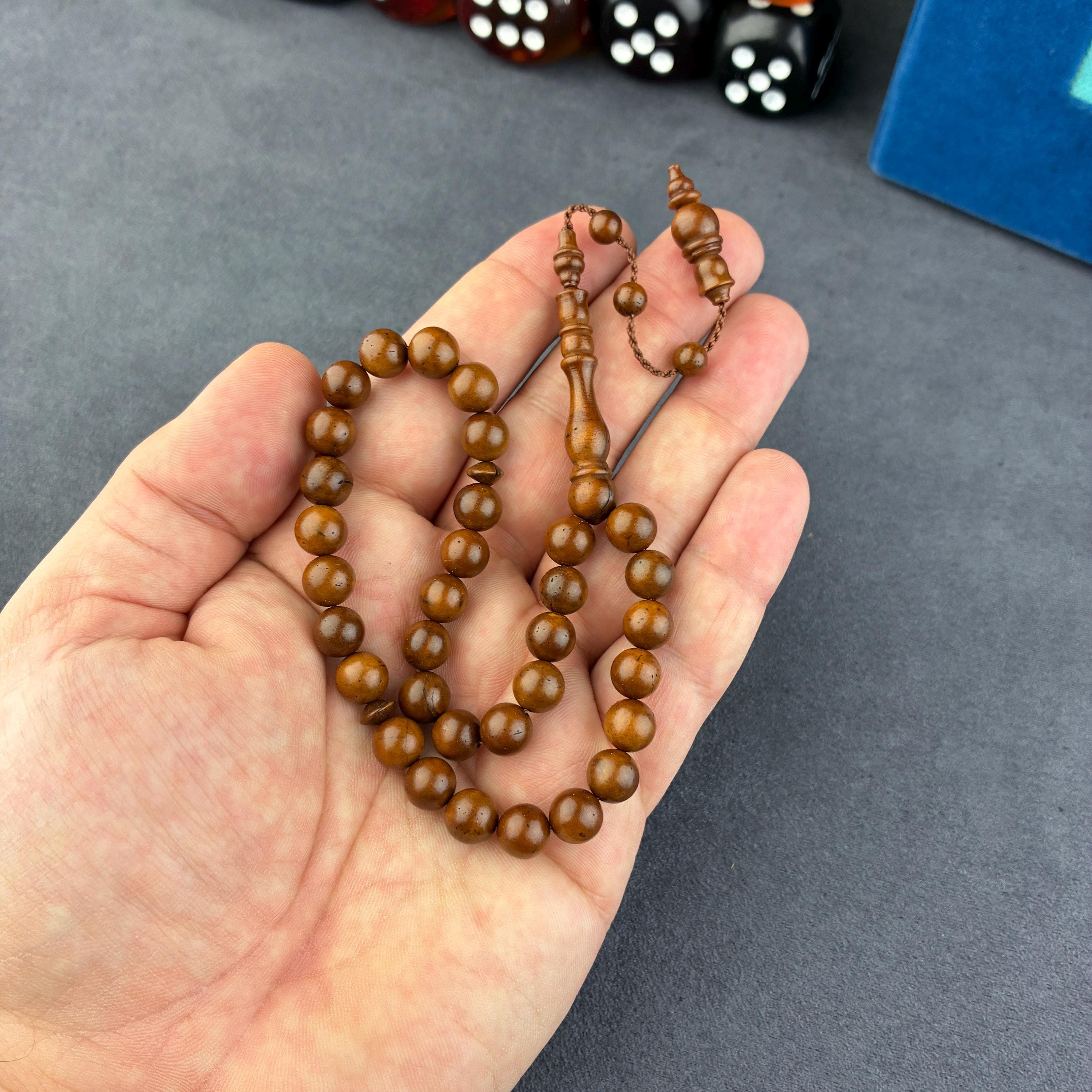 8mm Small Kuka Wood Prayer Beads: 33-Bead Tasbih, Sufi Dhikr Rosary, Natural Tasbeeh - image 3