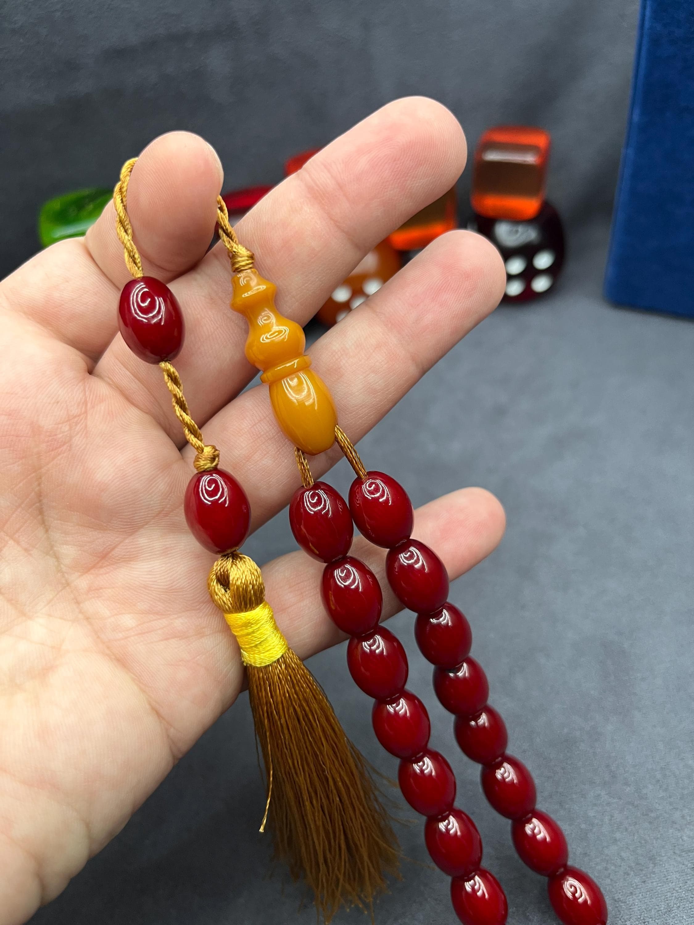 Ottoman 33 Beads Rosary, Bakelite Misbah, Worry Beads, Muslim Rosary, Muslim Gift, Tesbih, Collectible Faturan Islamic Prayer Beads, مسبحة, - image 4