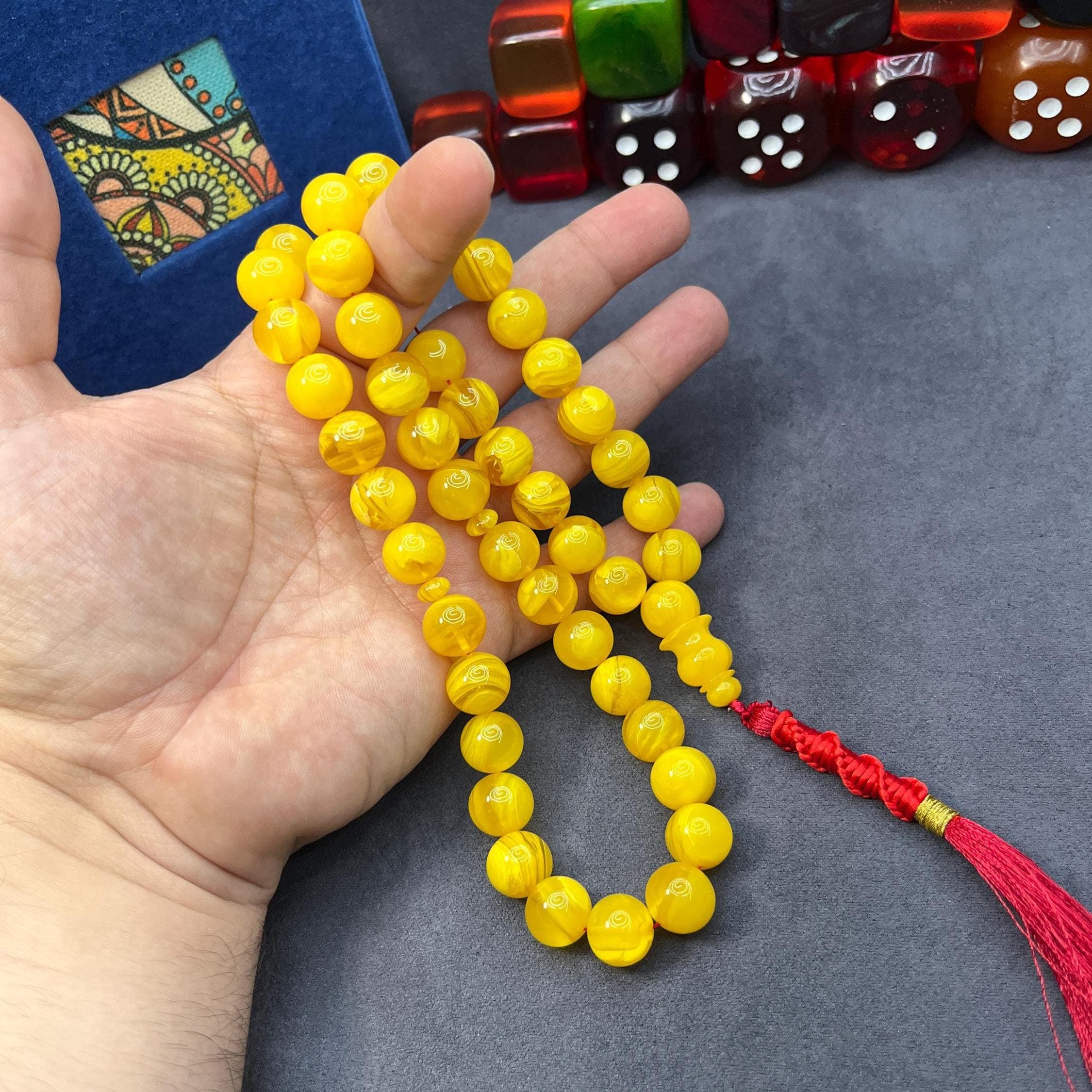 45 Beads Yellow New Bakelite Rosary, Ramadan Eid Gift Tasbih, Ottoman Amber, Misbaha Muslim Gift, Islamic Prayer Beads - image 3