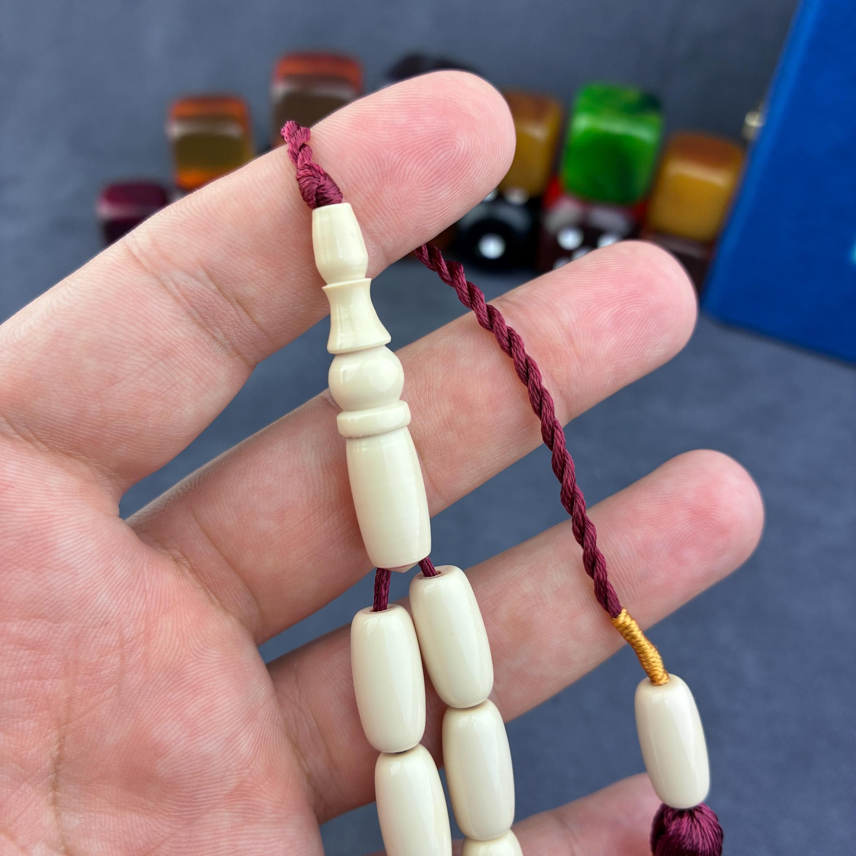 White Cataline Misbaha: Ottoman Style Muslim Prayer Beads, Eid Gift - image 5