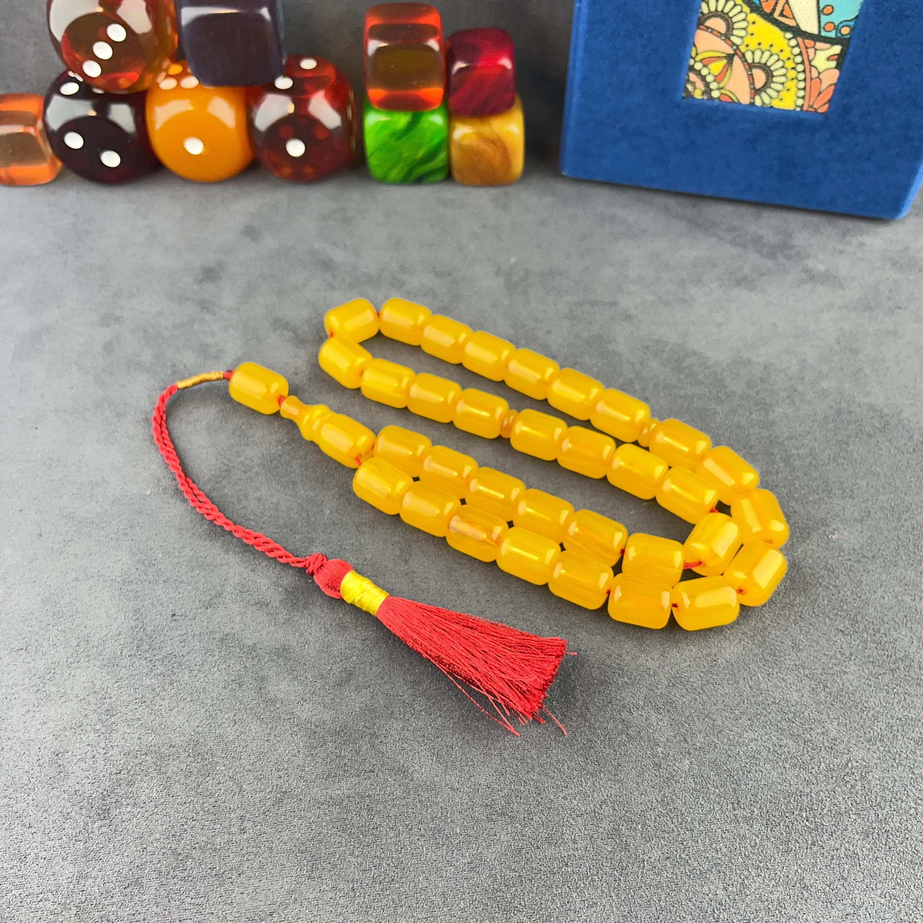 Faturan Style Yellow Tasbih: Aged Ottoman Prayer Beads