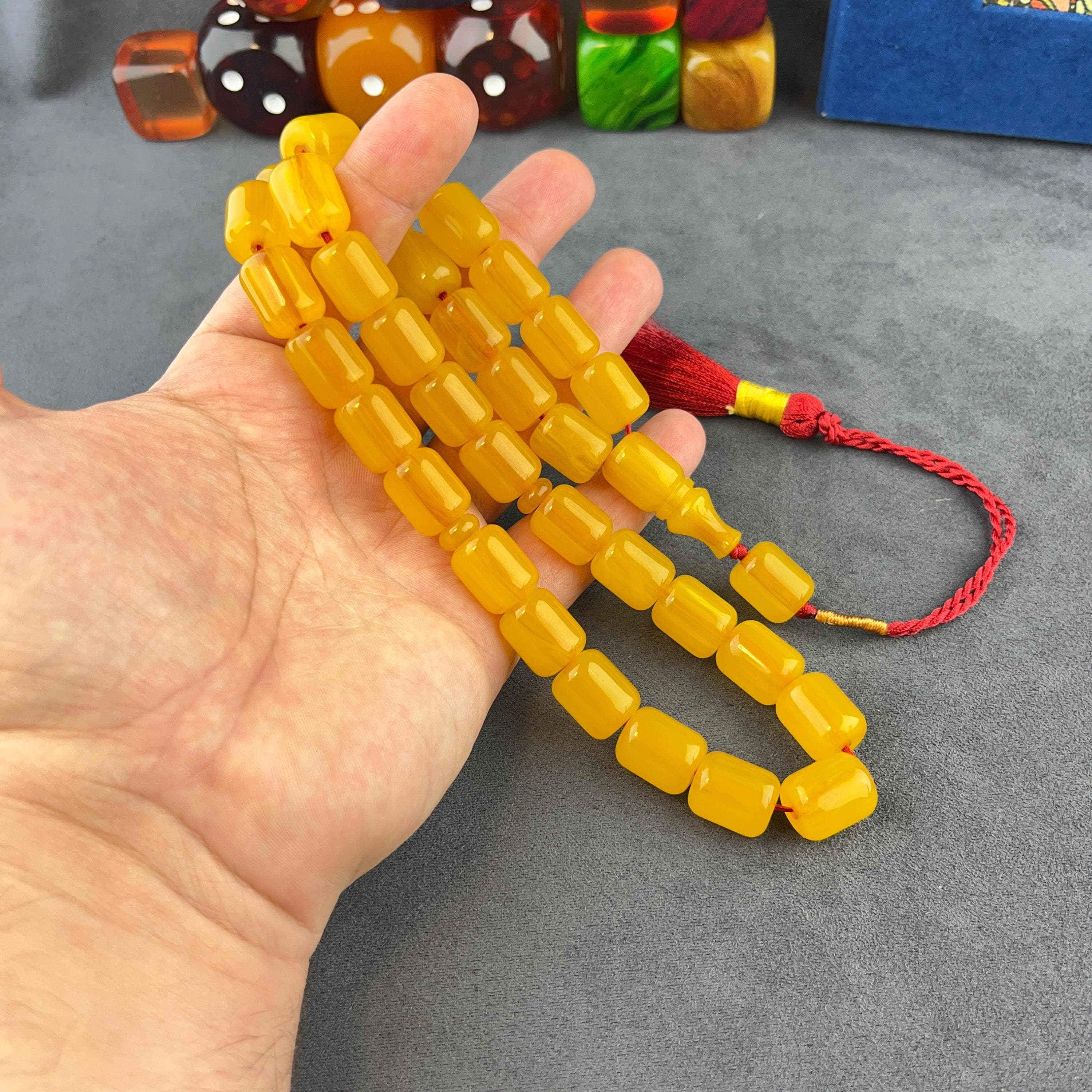 Faturan Style Yellow Tasbih: Aged Ottoman Prayer Beads - image 3