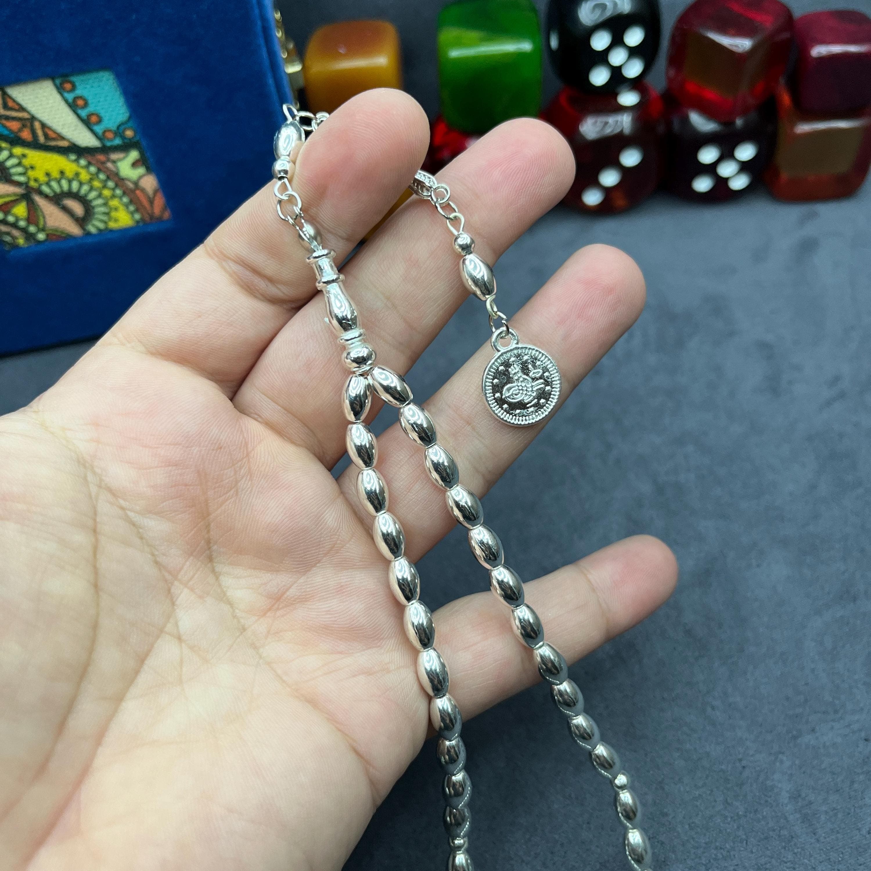 Metal Prayer Beads Tasbih, Silver Color Misbaha, Islamic Gift for Men - image 3