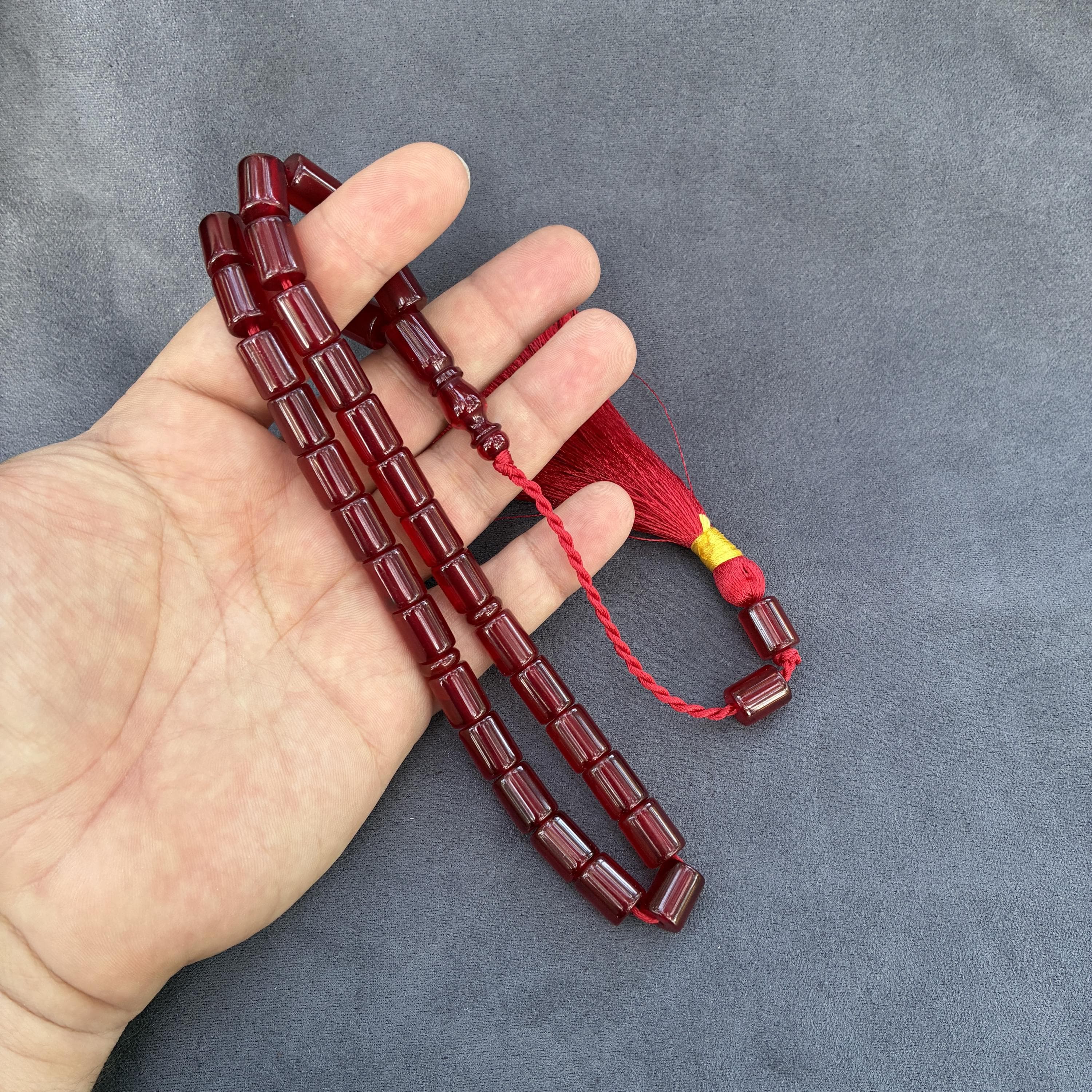 Red New Bakelite Prayer Beads, 33 Ottoman Tassel Tasbih, Muslim Misbaha, Islamic Gift - image 4