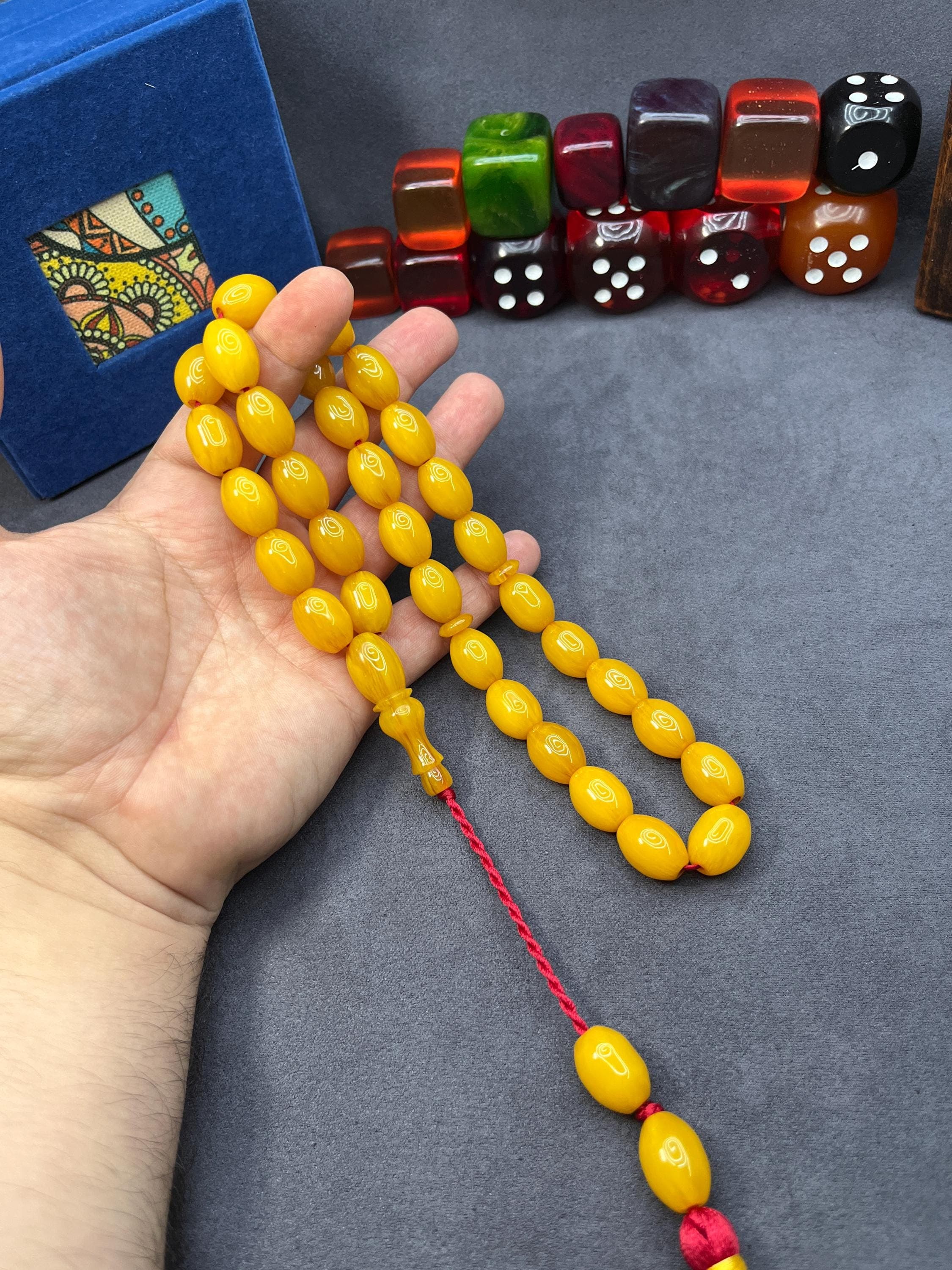 Ottoman 33 Beads Faturan Style Misbaha, Bakelite Worry Beads, Muslim Rosary Gift, Islamic Prayer Beads, مسبحة