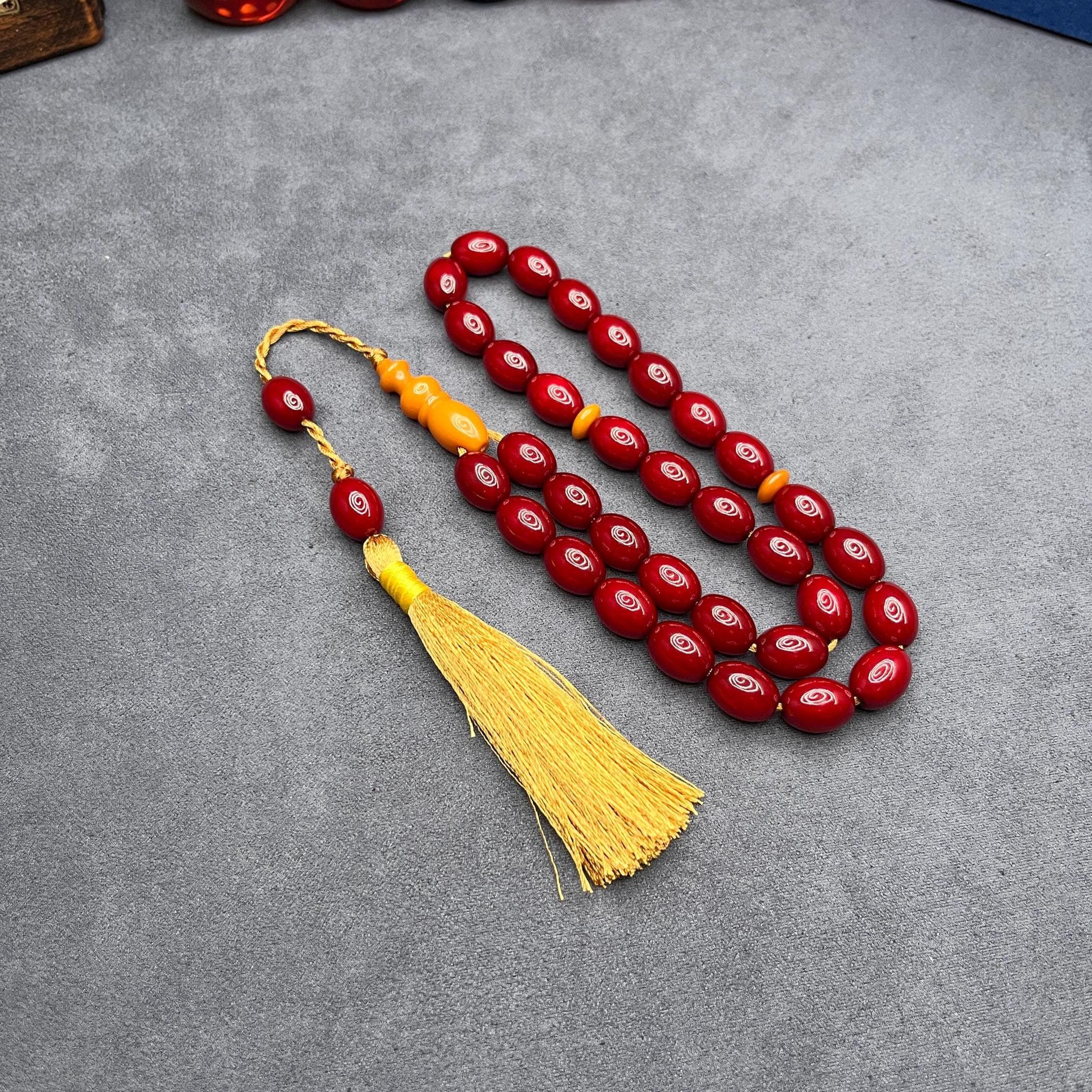 Ottoman 33 Beads Rosary, Bakelite Misbah, Worry Beads, Muslim Rosary, Muslim Gift, Tesbih, Collectible Faturan Islamic Prayer Beads, مسبحة, - image 3