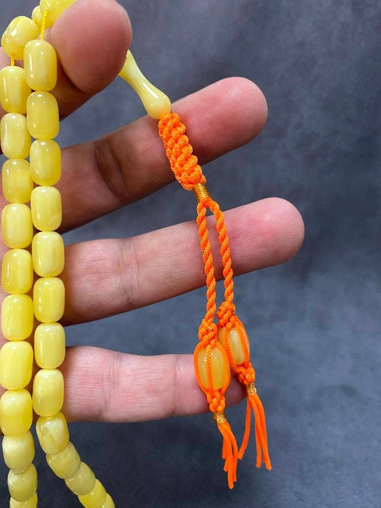 Yellow Beirut Resin Muslim Rosary: 33-Bead Islamic Prayer Beads, Worry Beads, Ramadan Eid Gift, - image 5