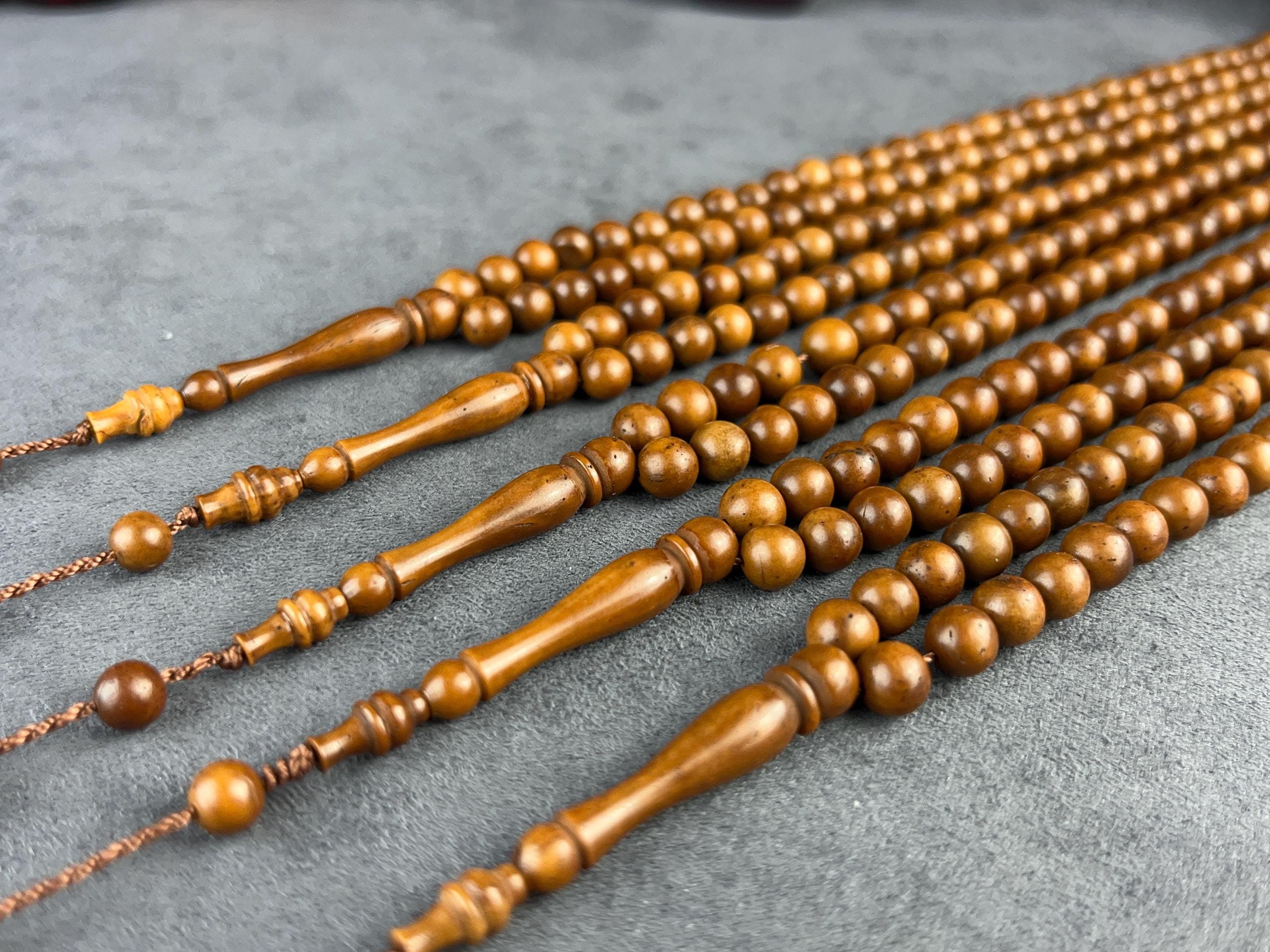 Small 6mm Kuka Wood Tasbih, 99 Prayer Beads Natural, Muslim Ramadan Eid Gift, Misbaha