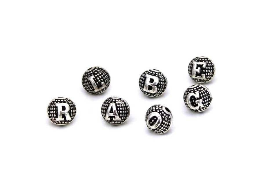 8mm Metal Letter Beads, Rosary Accessory