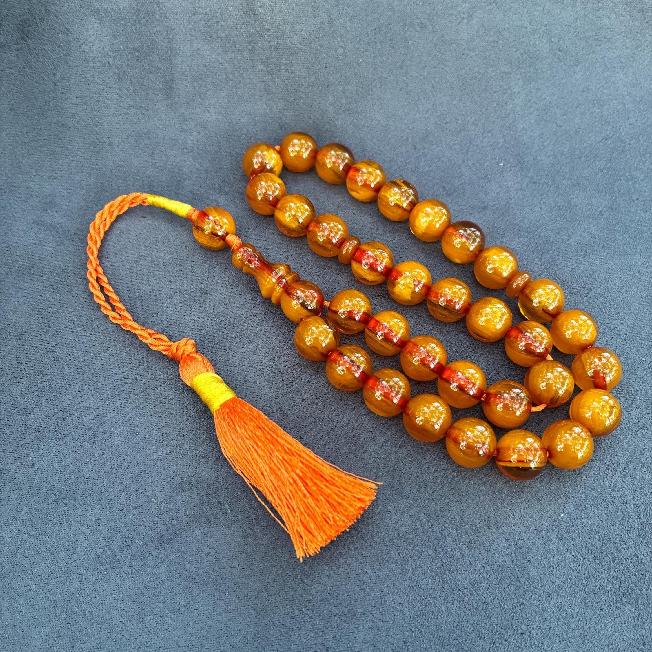 Ottoman Faturan Prayer Beads, 33-Bead Bakelite Misbaha, Luxury Worry Tasbih, Ramadan Gift, مسبحة, - image 4