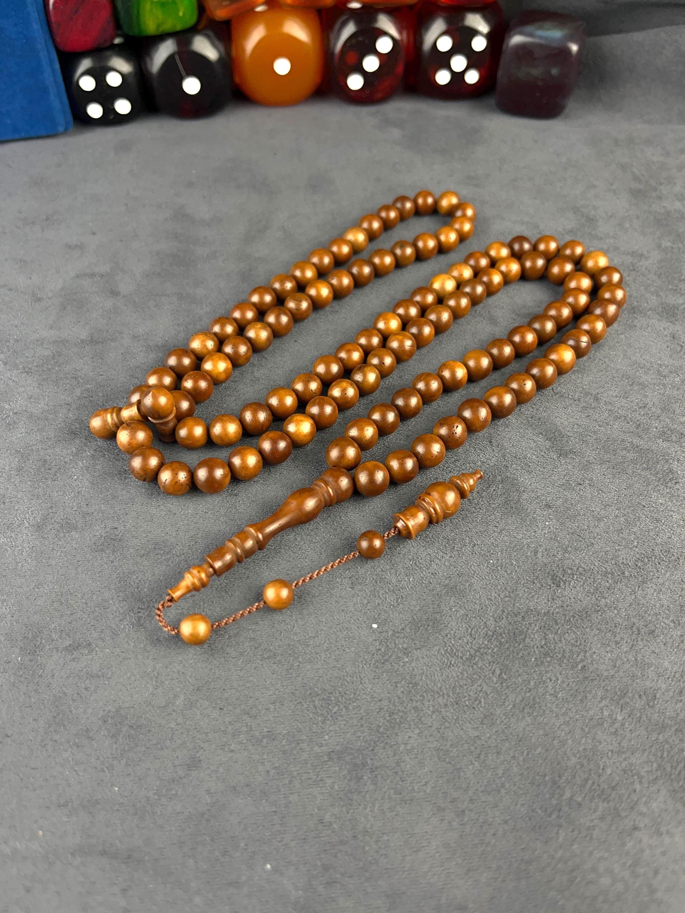 99 Beads Kuka Wood Tasbih, 8mm Natural Prayer Beads, Islamic Eid Gift, Misbaha Rosary