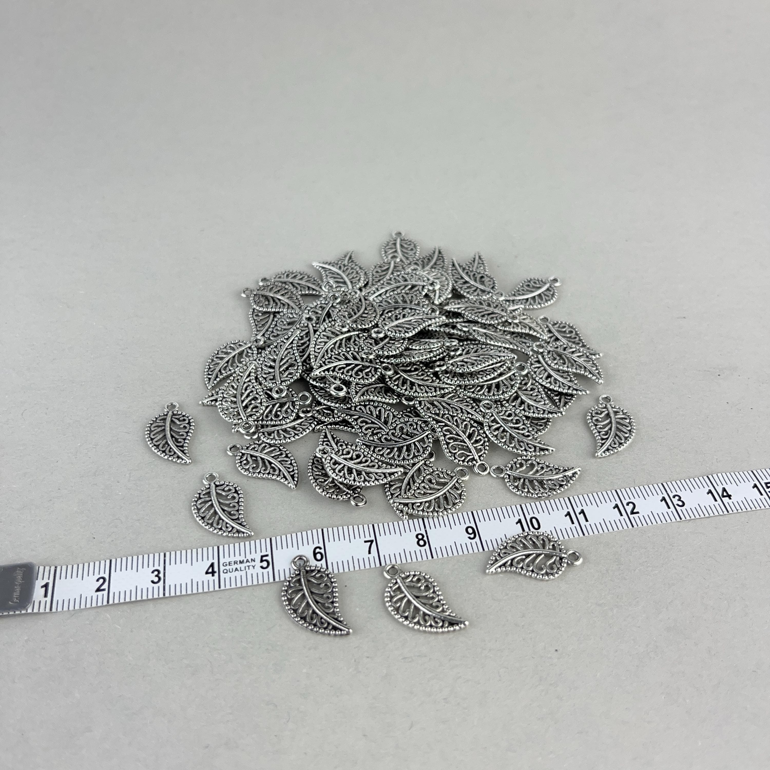 Leaf Tassel End: Metal Prayer Beads Accessory (18x10mm)