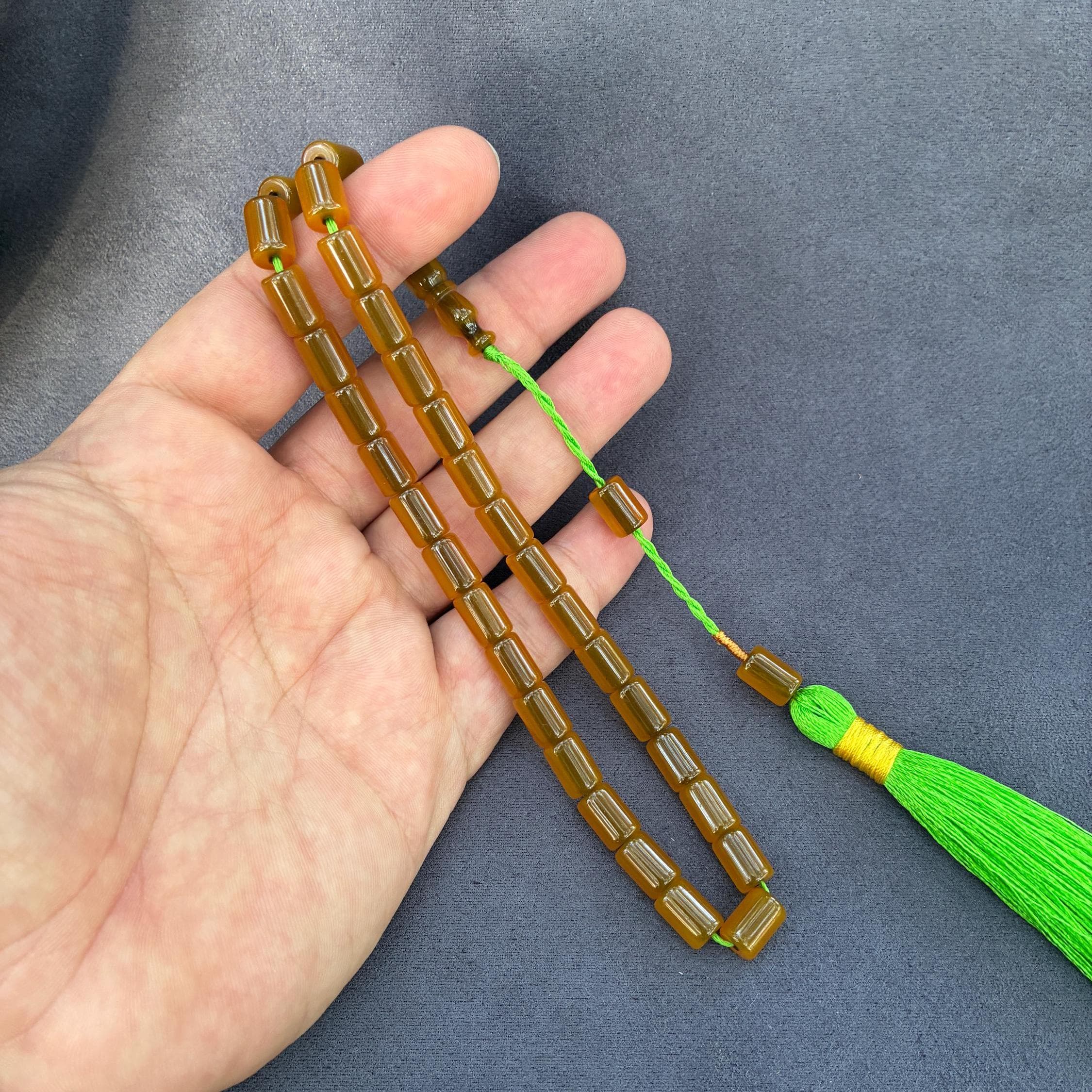 Amber Misbaha, Bakelite-Style Tasbih, Neon Tassel Komboloi - image 5