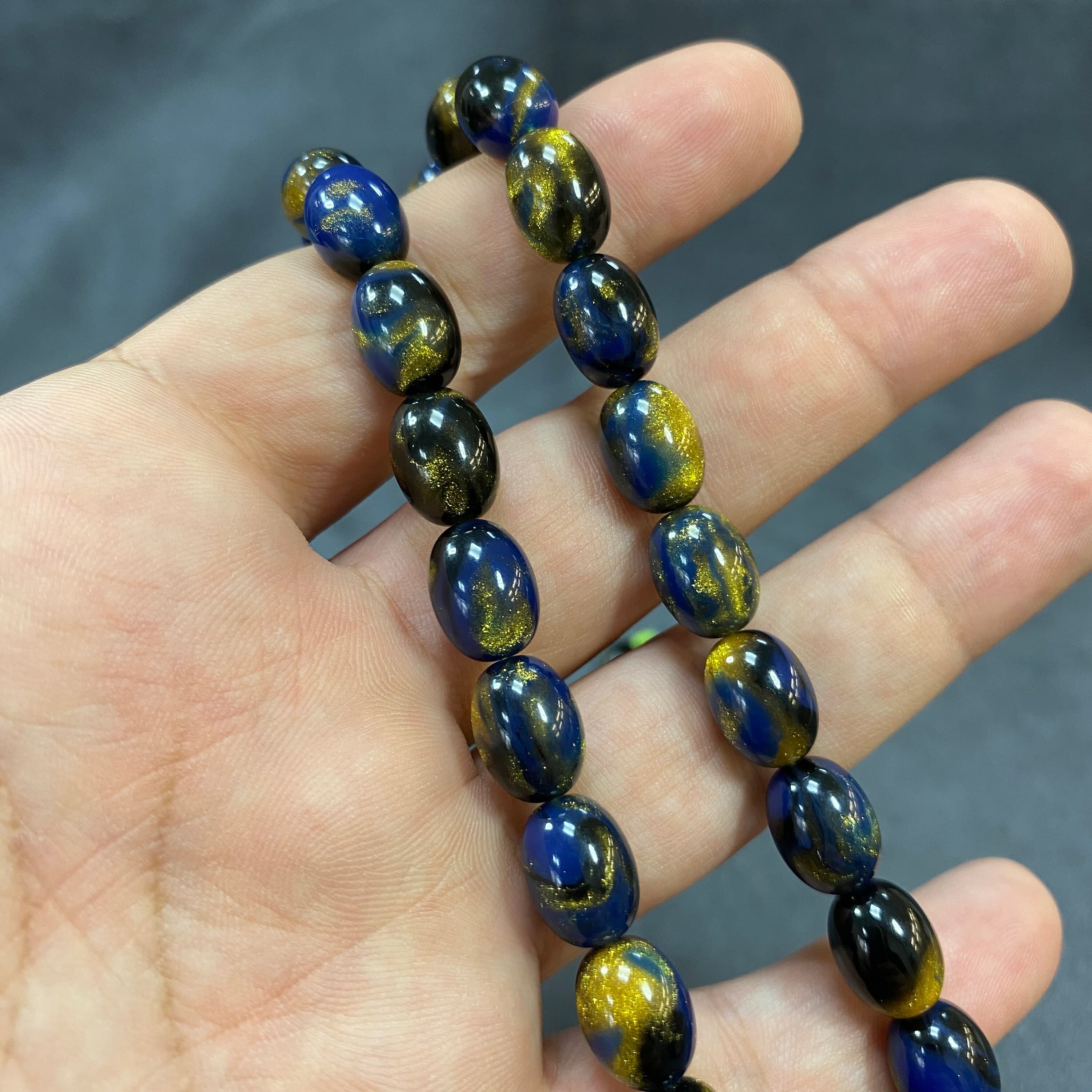 Blue Gold Glitter Misbaha, Islamic Prayer Beads Tasbih, Men's Gift - image 5