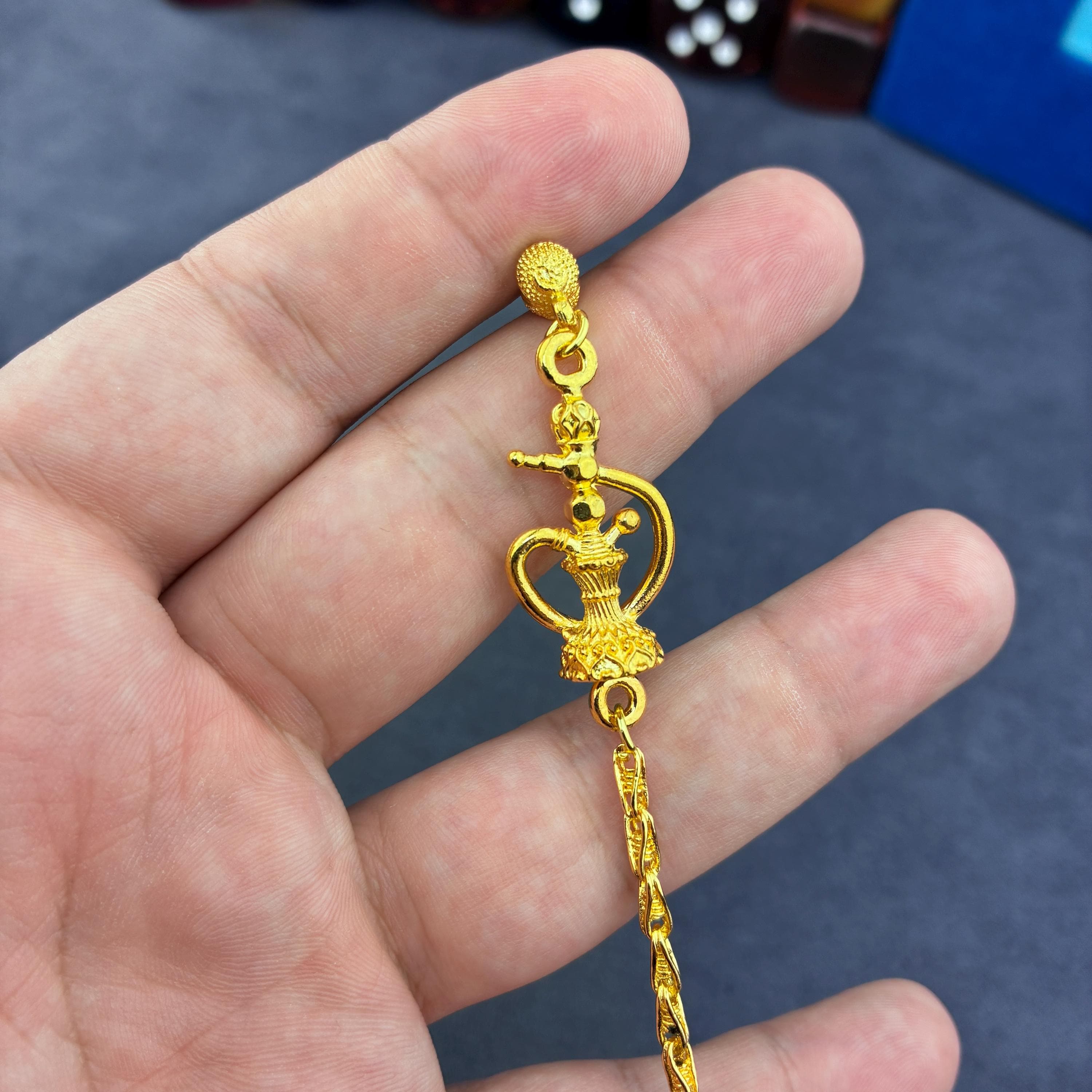 Gold-Plated Ottoman Rosary Tassel, Turkish Tespih Coin Charm - image 5