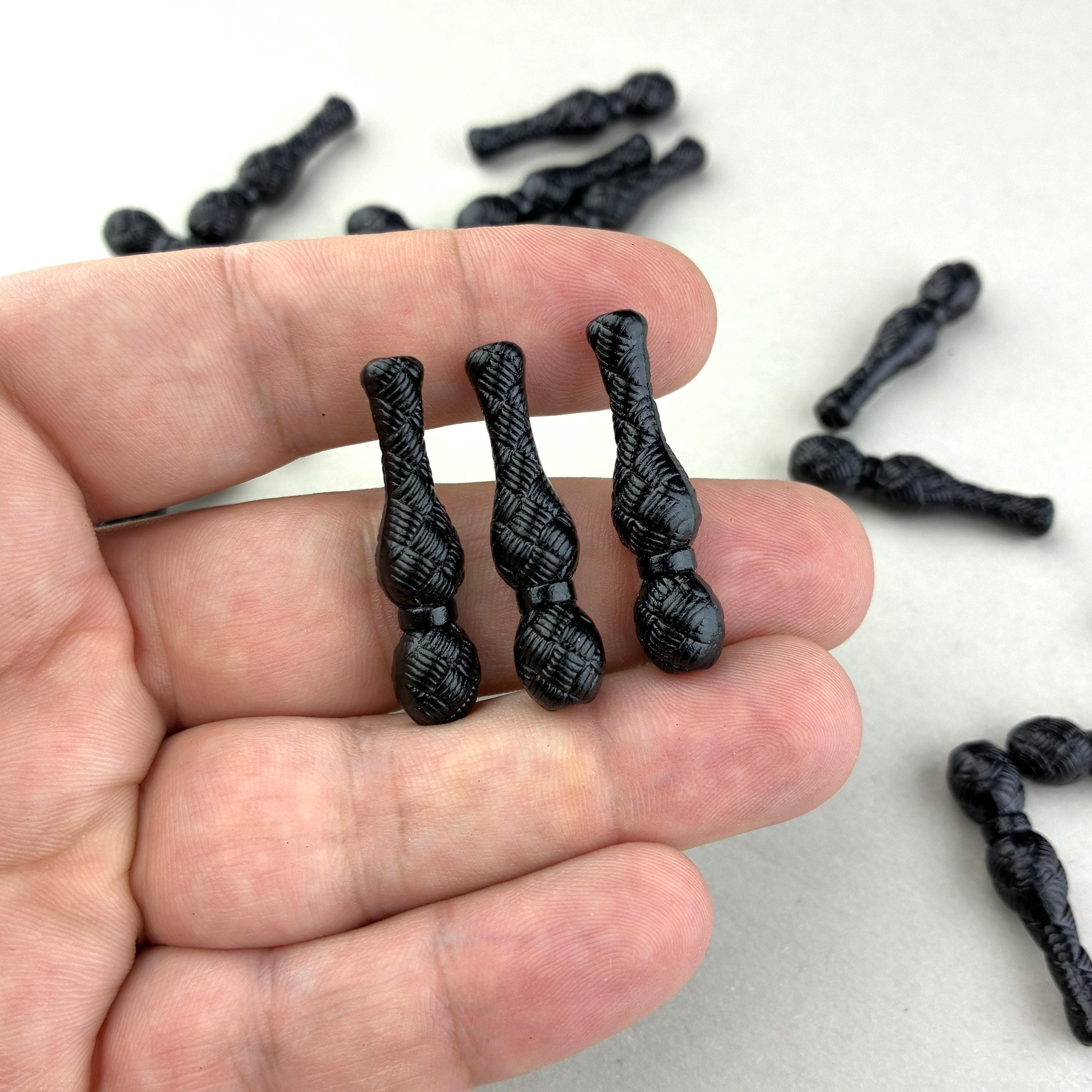 Black and Silver Enamel Tassel Imam, DIY Rosary Finial (6-10mm Beads) - image 4