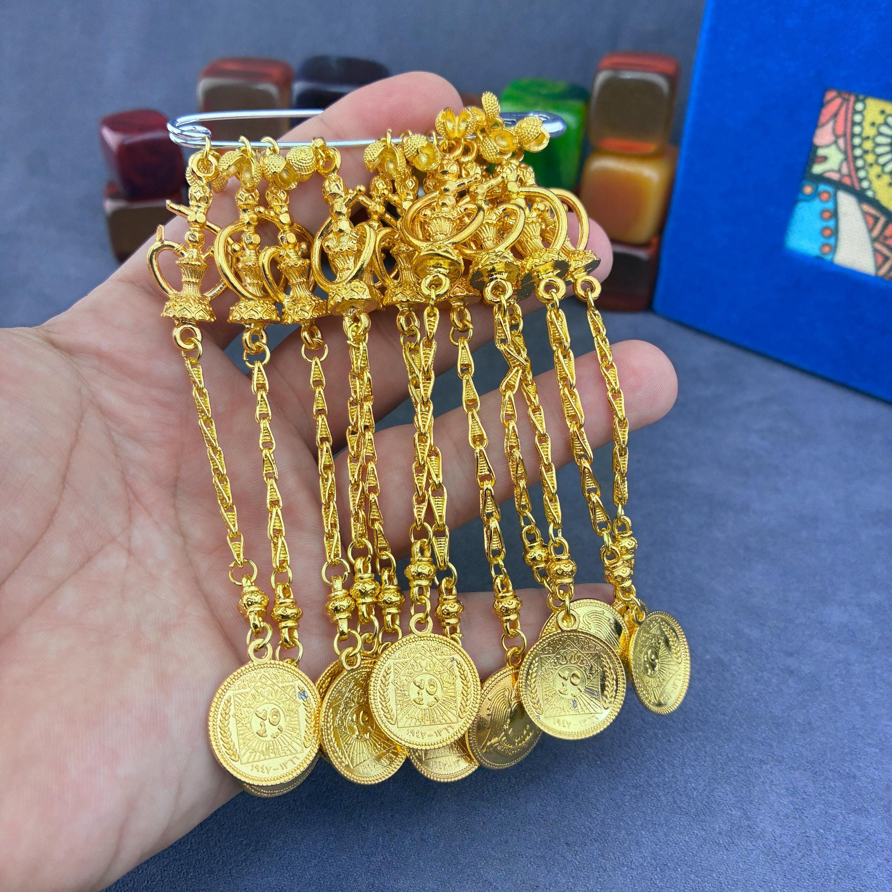 gold-plated metal rosary tassel