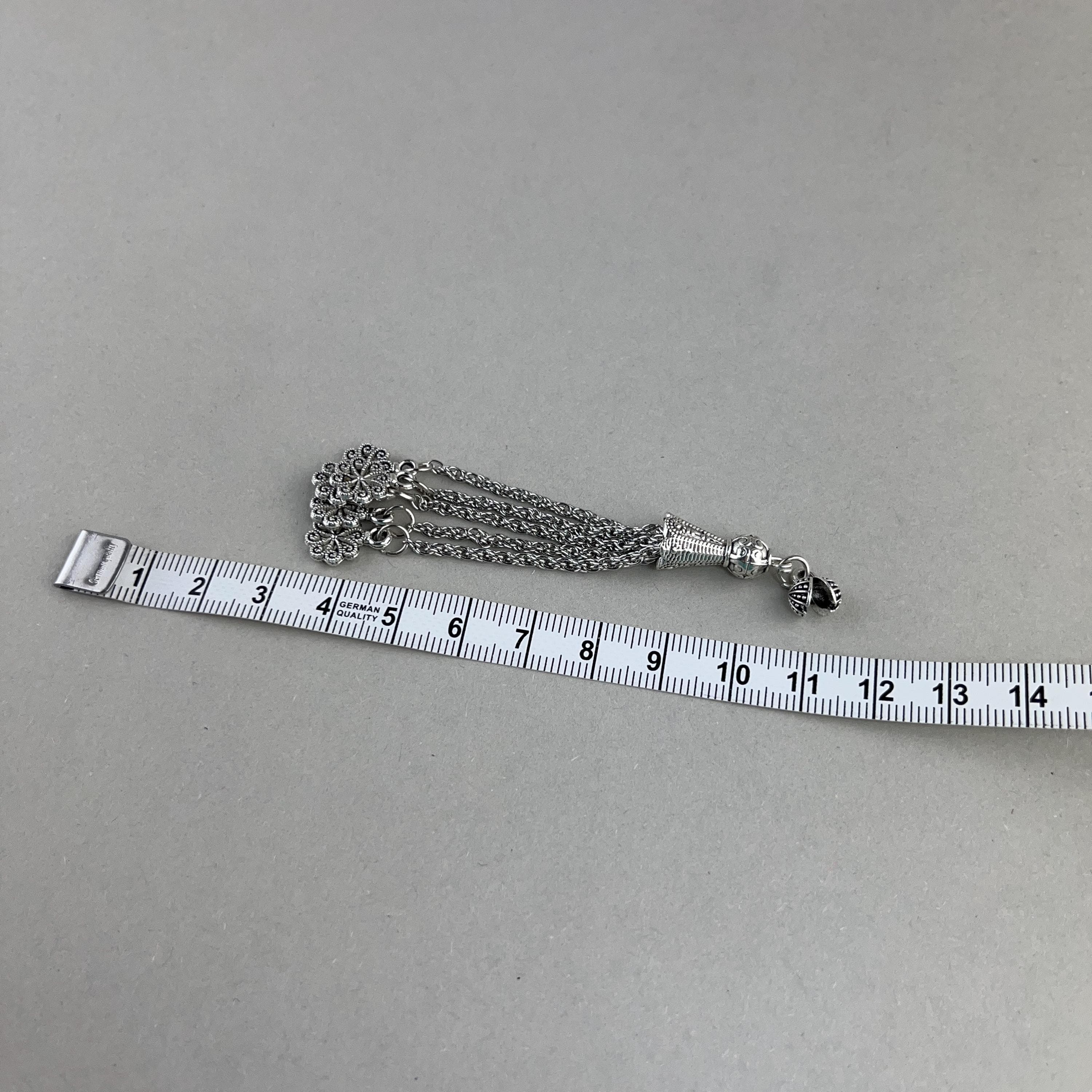 Metal Rosary Tassel: Flower Tip Dangles, Prayer Bead Accessory - image 3