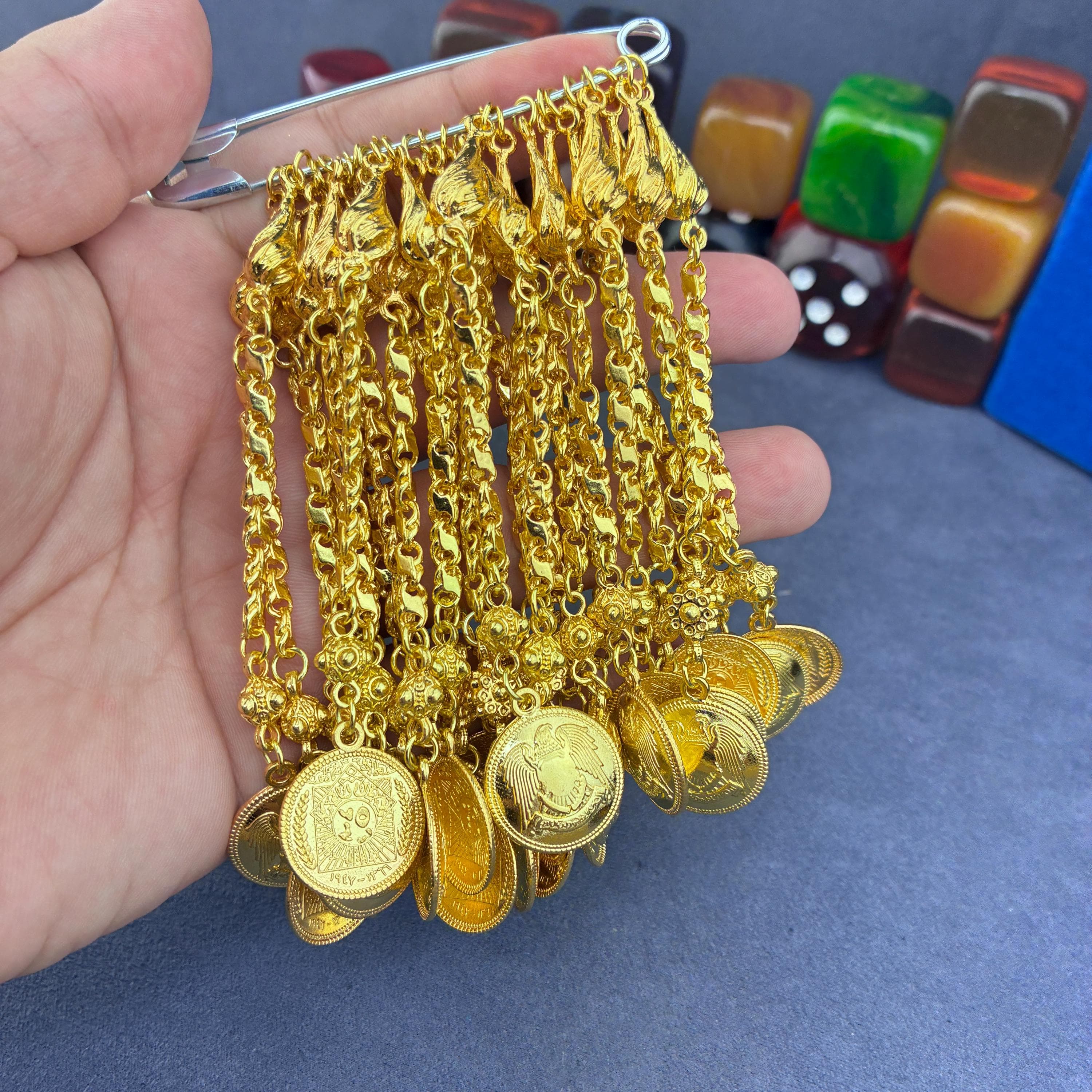 Gold-Plated Rosary Tassel, Turkish Tespih Tip, Coin Charm - image 5