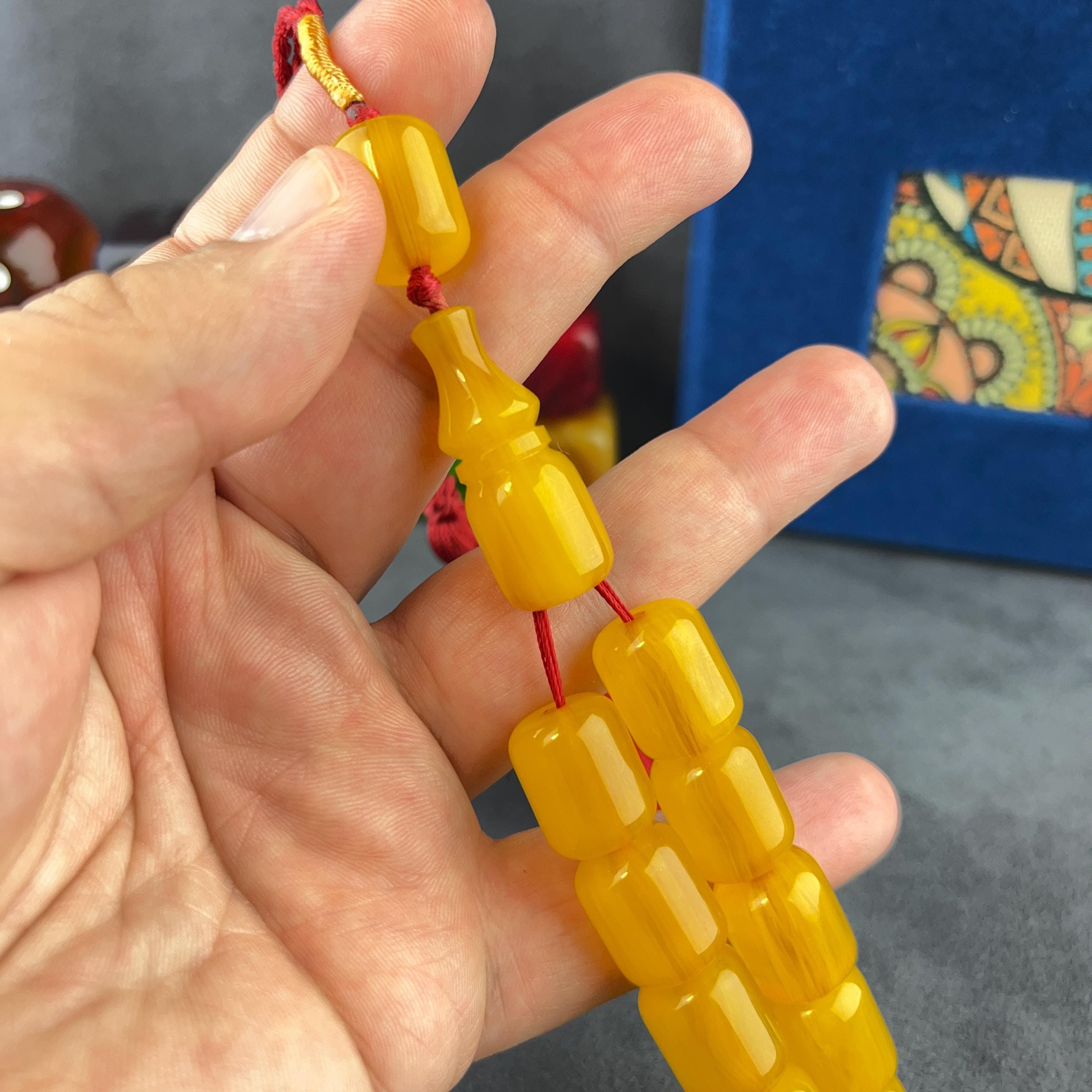Faturan Style Yellow Tasbih: Aged Ottoman Prayer Beads - image 4