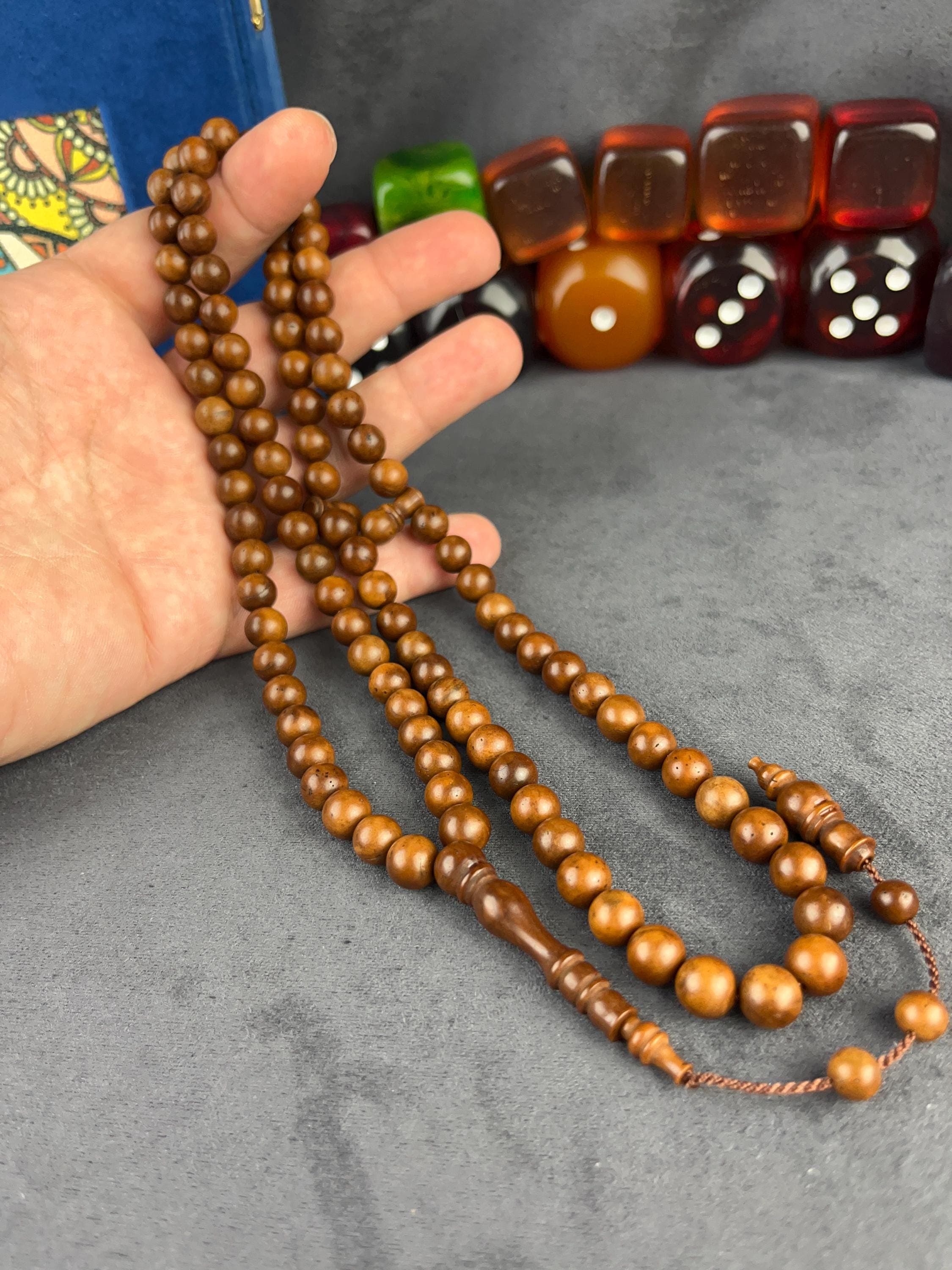 99 Beads Kuka Wood Tasbih, 8mm Natural Prayer Beads, Islamic Eid Gift, Misbaha Rosary - image 3